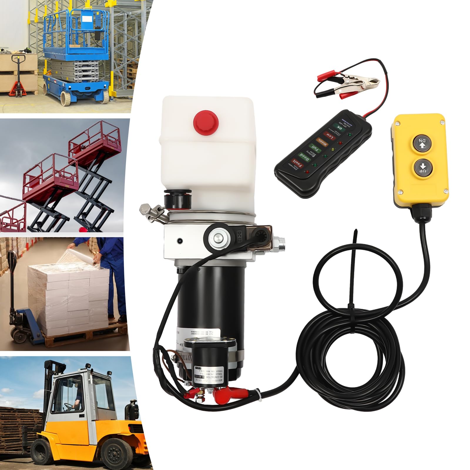 800W 12V DC Hydraulic Power Unit with Remote Control - 1.67 Quart Single Acting Hydraulic Pump with Oil Reservoir for Dump Trailers, Car Lifting, Log Splitters & Heavy Equipment Maintenance (Ideal for Automotive Repair & Farm Use)
