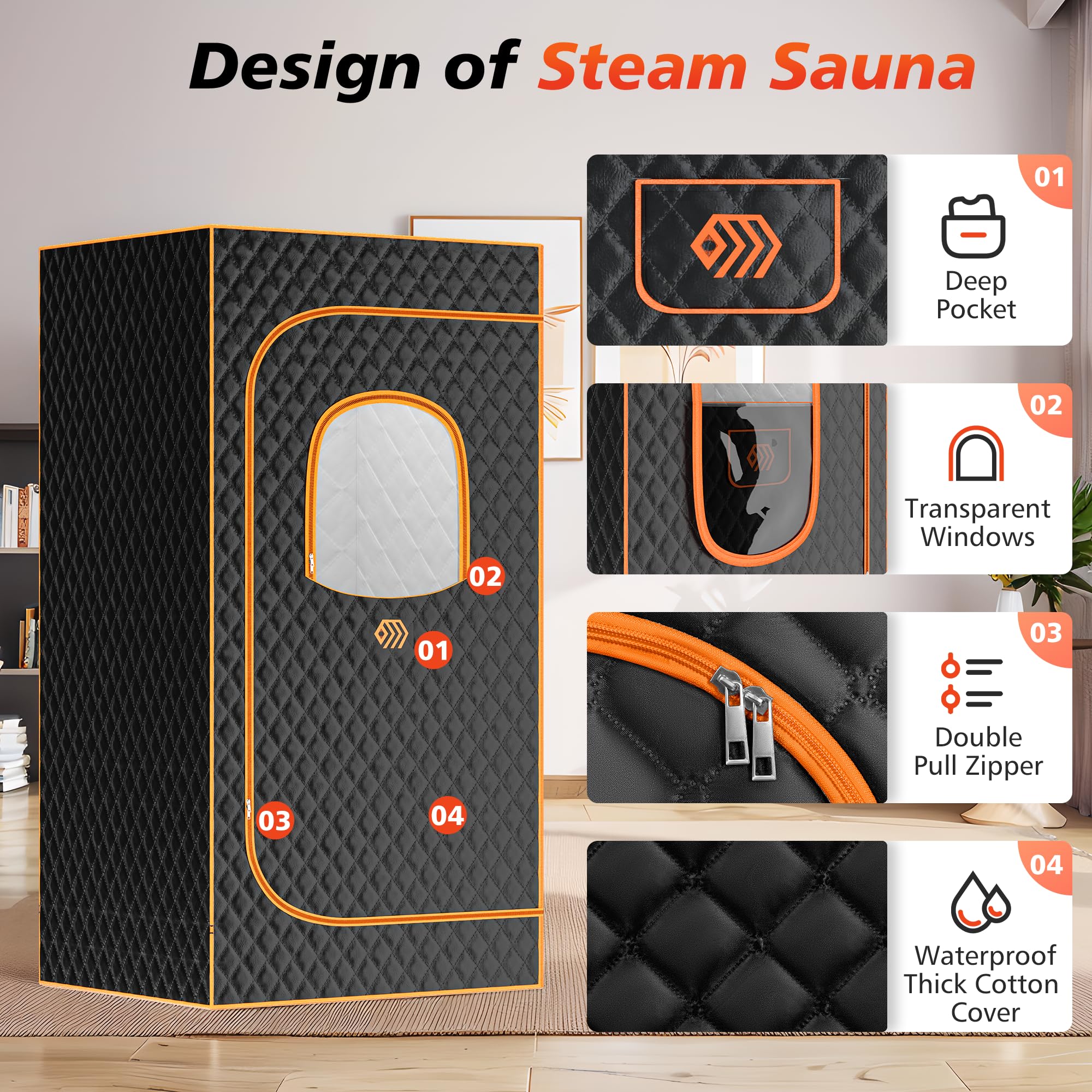 Portable Home Sauna Tent with Steamer, Remote Control, Folding Chair & Mat - Personal Steam Sauna for Relaxation, Detox & Weight Loss - Perfect for Home Spa, Yoga & Wellness Retreats