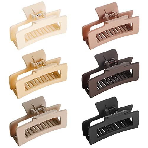 TODEROY 6 Pack Large Hair Claw Clips for Women - Non-Slip French Style Hair Clamps for Thick & Thin Hair - 3.34 Inch Acrylic Jaw Hair Accessories for Women & Girls - Perfect for Work, School, Parties & Everyday Hairstyles