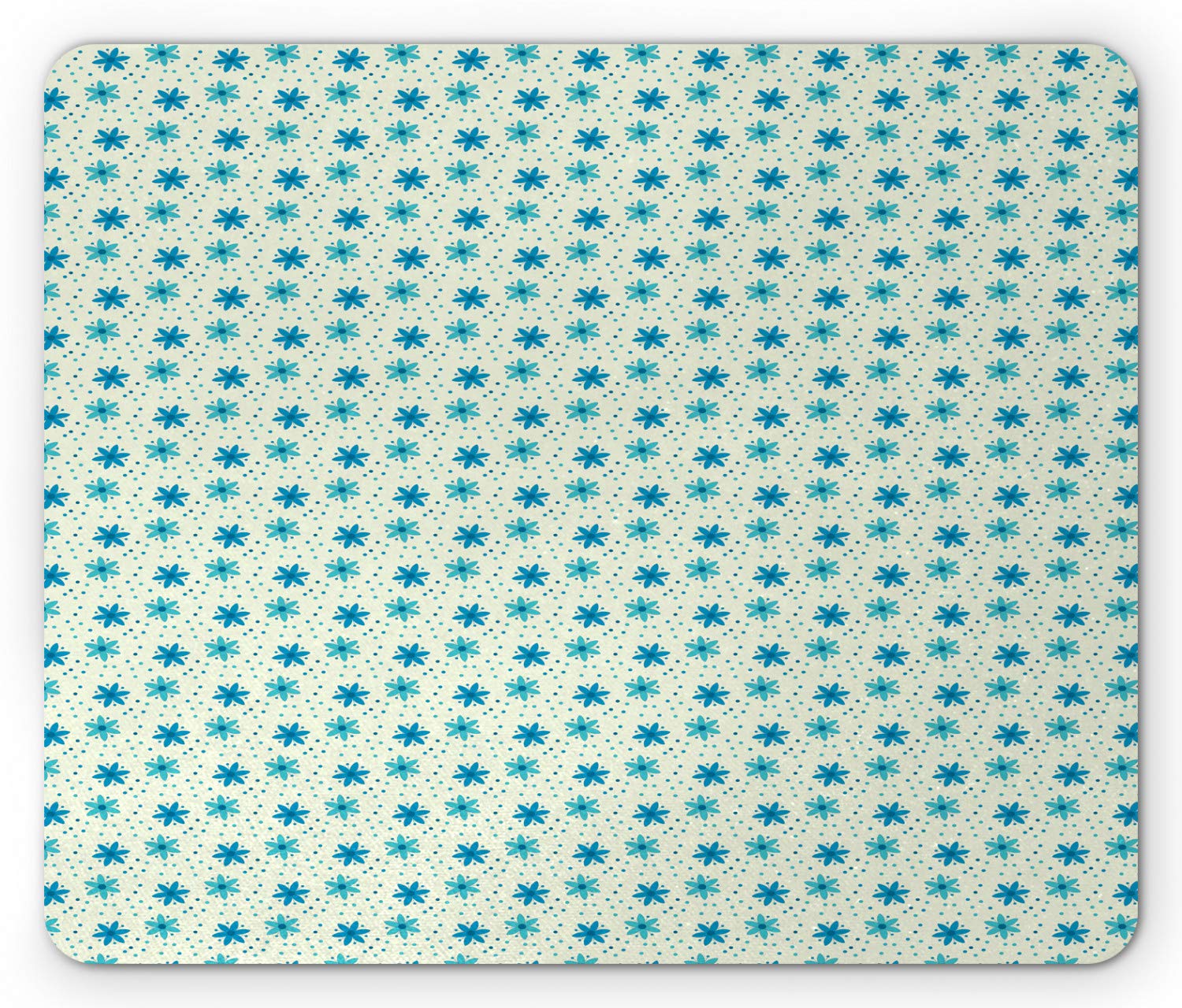 Ambesonne Ivory and Blue Mouse Pad - Non-Slip Rubber Gaming Mousepad with Nature Doodle Design, Standard Size (Blue Turquoise & Ivory) for Office, Home & Computer Workstations