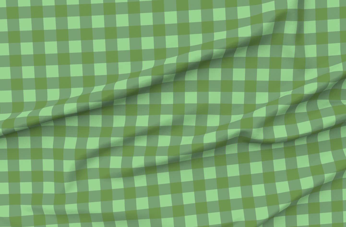 Premium Satin Fabric by The Yard - Green Animal Gingham Shizue Print - Soft Sewing Material for Apparel, Lining, Fashion, Blankets & Home Decor - Perfect for Dresses, Curtains and DIY Craft Projects