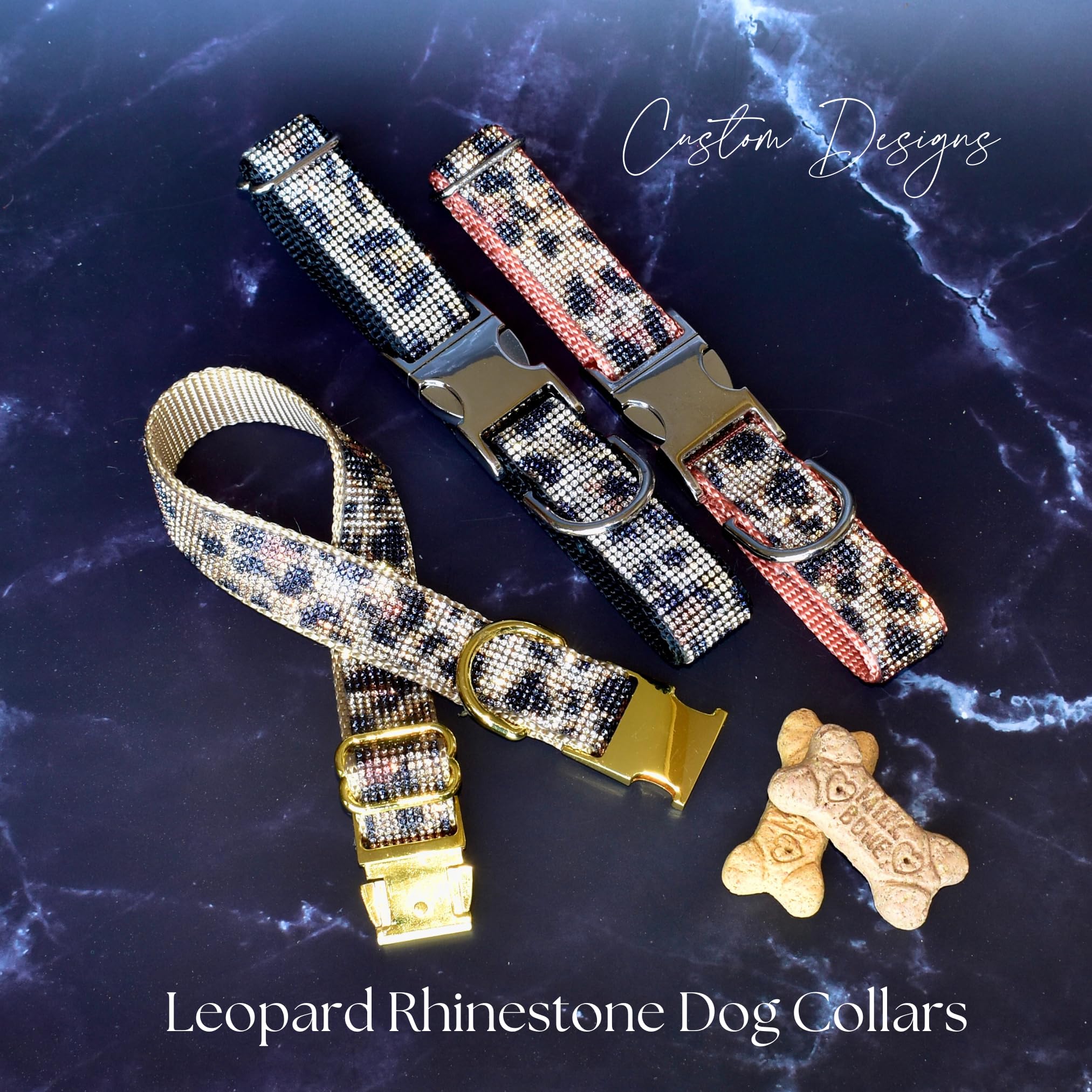Custom Cheetah Bling Dog Collar with Rhinestones - Adjustable Sparkling Leopard Pet Collar for Small & Medium Dogs | Made in USA | Diamond-like Crystals for Shine | Perfect for Pet Parties, Walks & Fashion Accessories