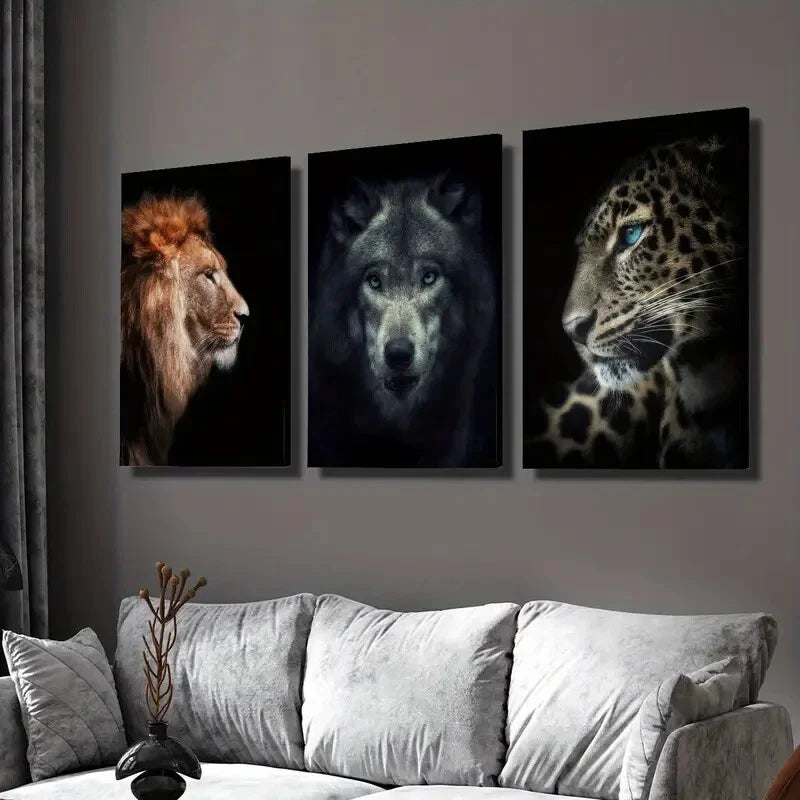 3-Piece Wildlife Portrait Closeup Wall Art Set - Framed Canvas Paintings 40x60cm - High Quality Prints - 100% Australian Made - Ready to Hang - Perfect for Living Room, Bedroom & Office Decor
