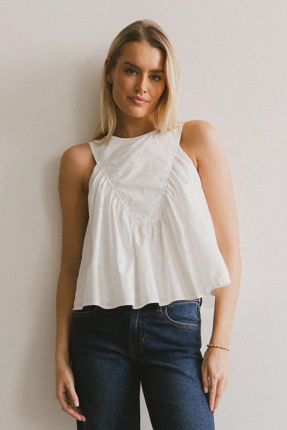 Anselle Women's Elegant Swing Blouse - White Flowy Tunic Top for Casual Wear & Office Outfits | Perfect for Spring & Summer Fashion
