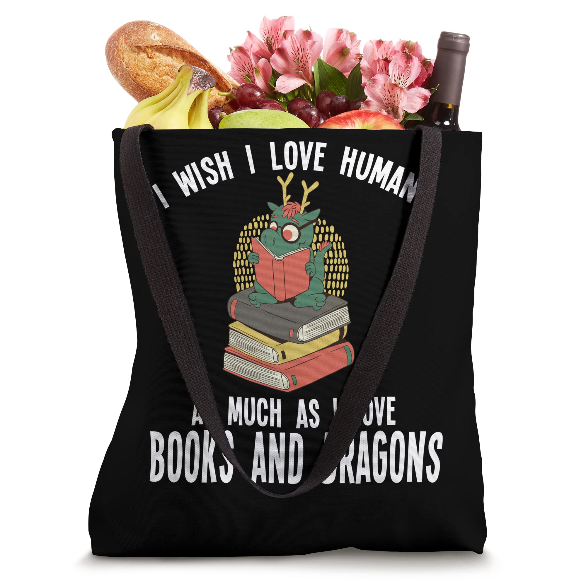 Book Dragon Tote Bag - Cute Literary Book Lover Gift for Readers & Writers - Perfect for Library Visits, Bookstore Trips & Reading Nook