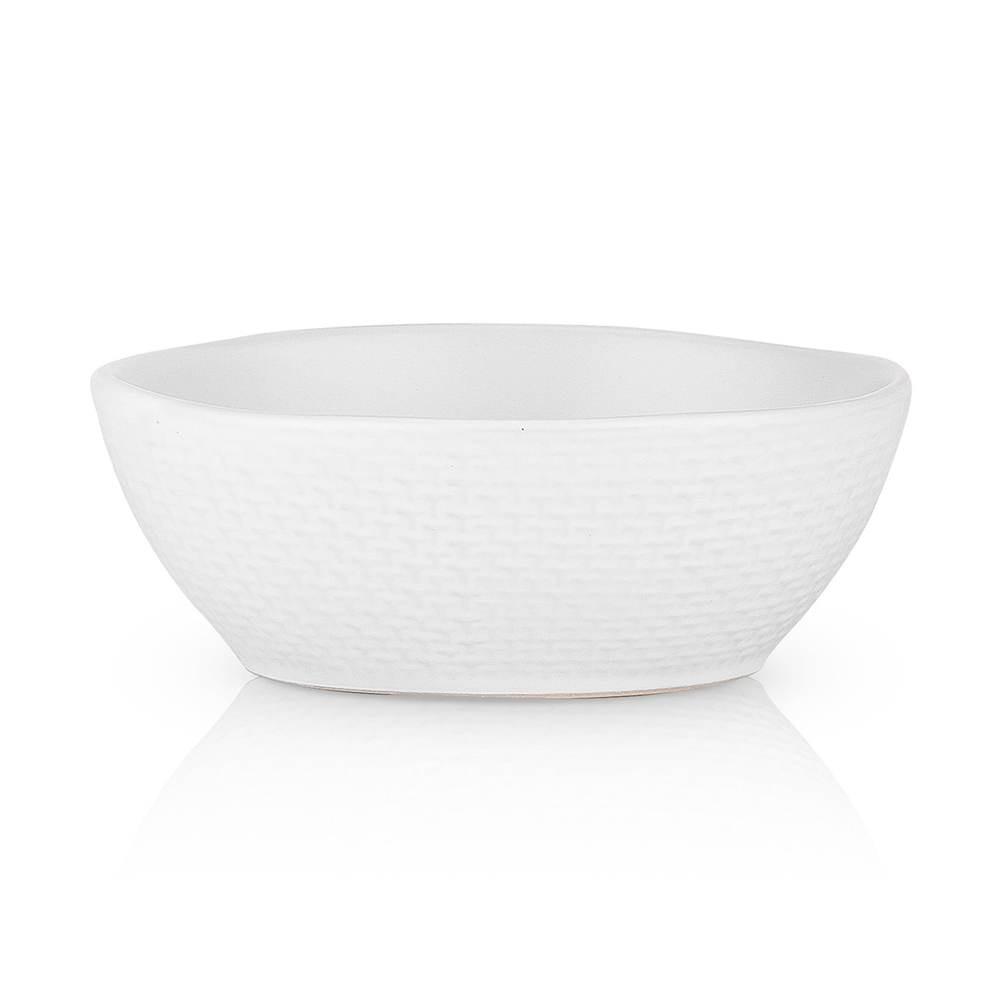 Premium White Stoneware Bowl - Abigael Elegant Ceramic Serving Bowl for Soup, Salad & Pasta | Microwave & Dishwasher Safe | Perfect for Dining, Entertaining & Home Decor