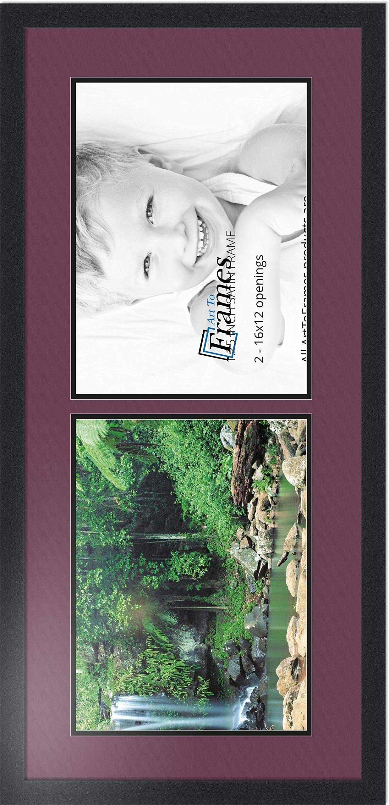 ArtToFrames 12x16 Double Opening Collage Photo Frame with Satin Black Finish - Perfect for Family Photos, Wedding Memories & Wall Decor
