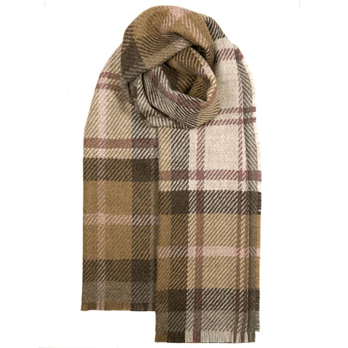 Fearne British Wool Gordon Dress Pearl Taupe Scarf - Soft & Warm Winter Accessory for Women, Perfect for Office, Travel & Special Occasions