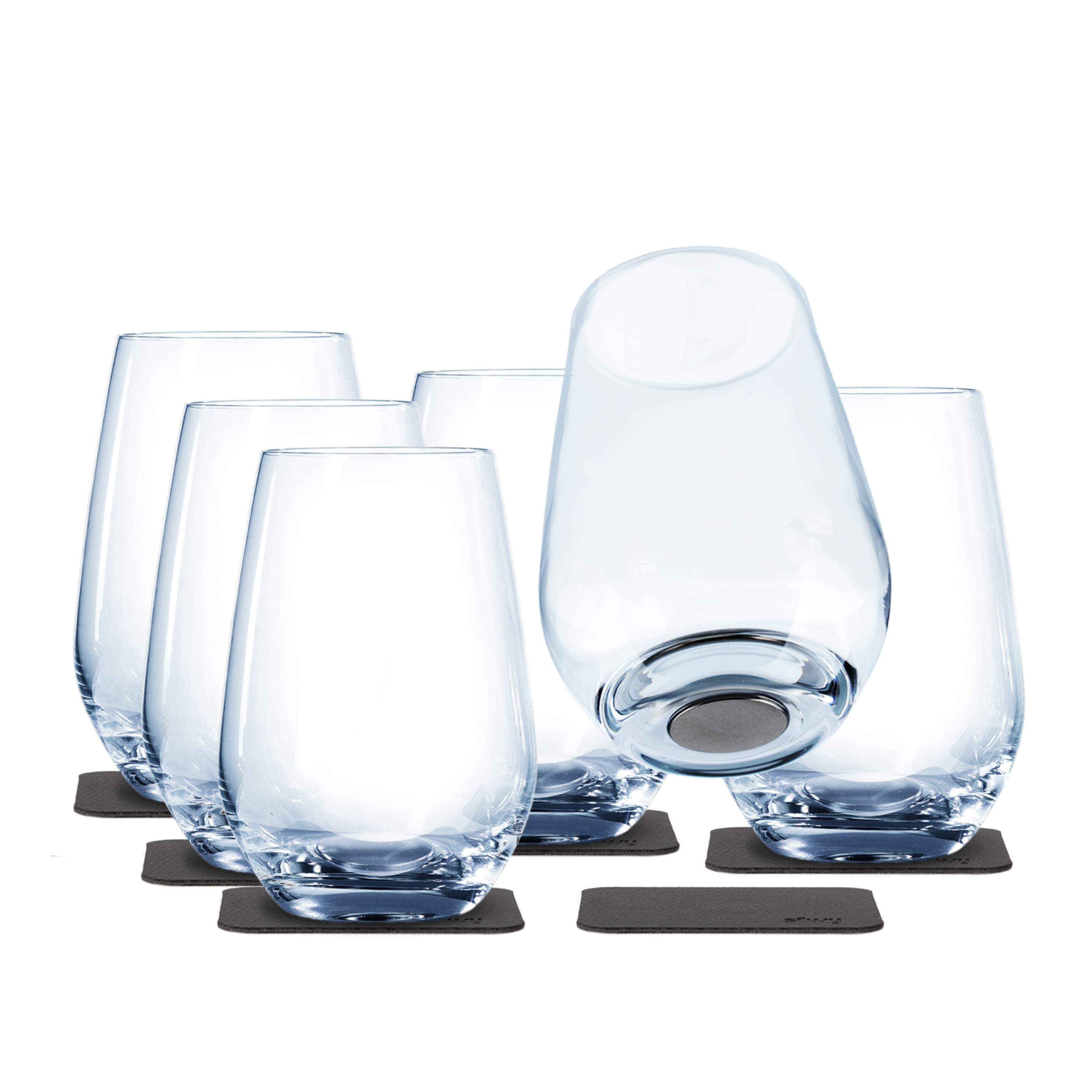 Premium Crystal Long Drink Glasses with Magnet Base - Elegant Barware for Cocktails, Iced Tea, and Beverages - Perfect for Home Bars, Parties, and Gifts