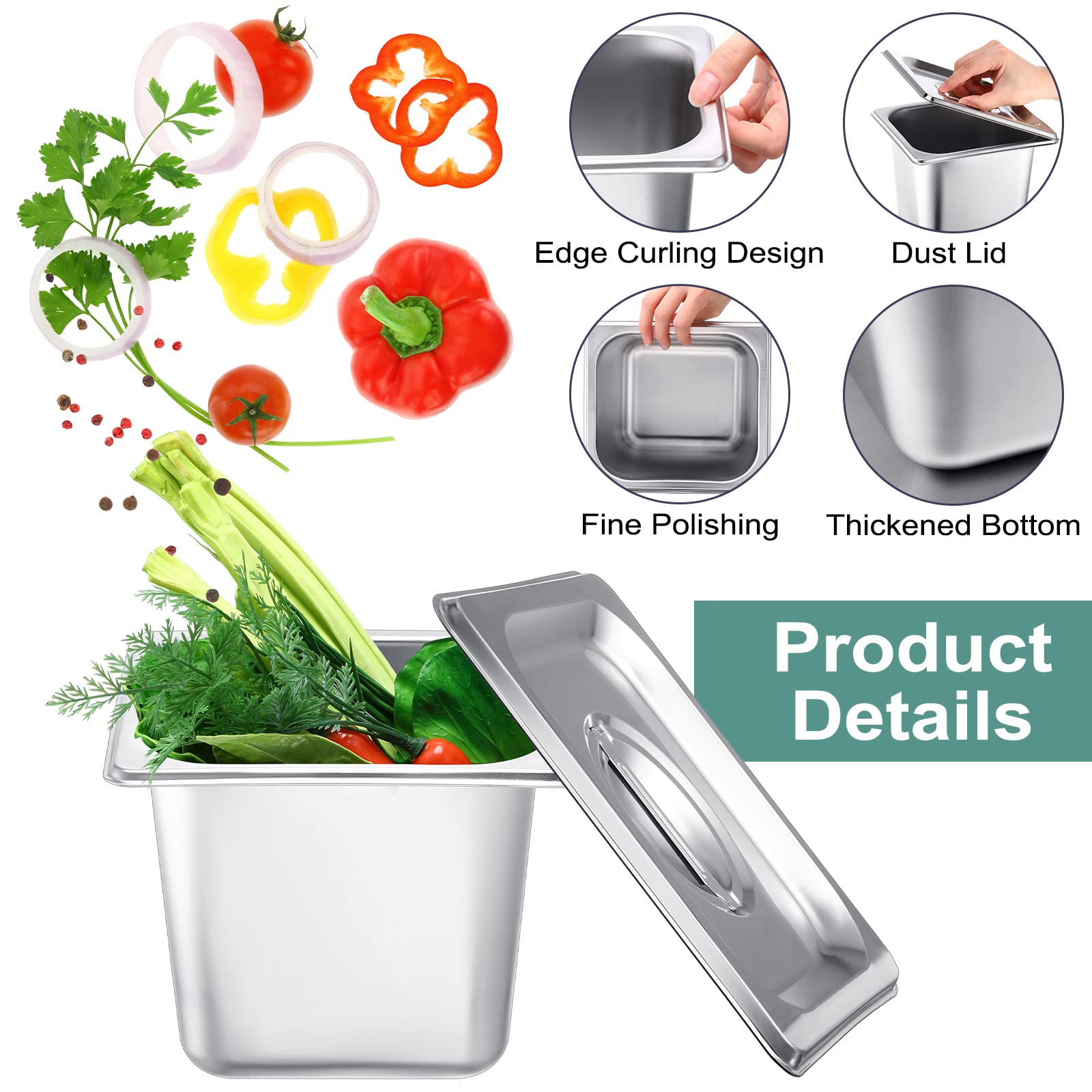 8-Pack Stainless Steel Steam Table Pans 6