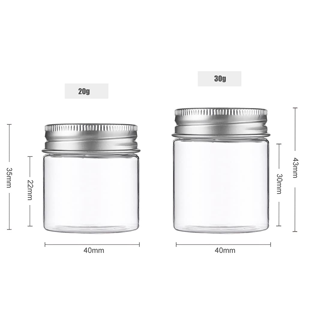 24 Pack 30ml Clear Plastic Cream Jars with Silver Lids - Small Cosmetic Containers for Makeup, Skincare, Face Cream & Travel Toiletries - Perfect for DIY Beauty Products, Salves & Sample Sizes
