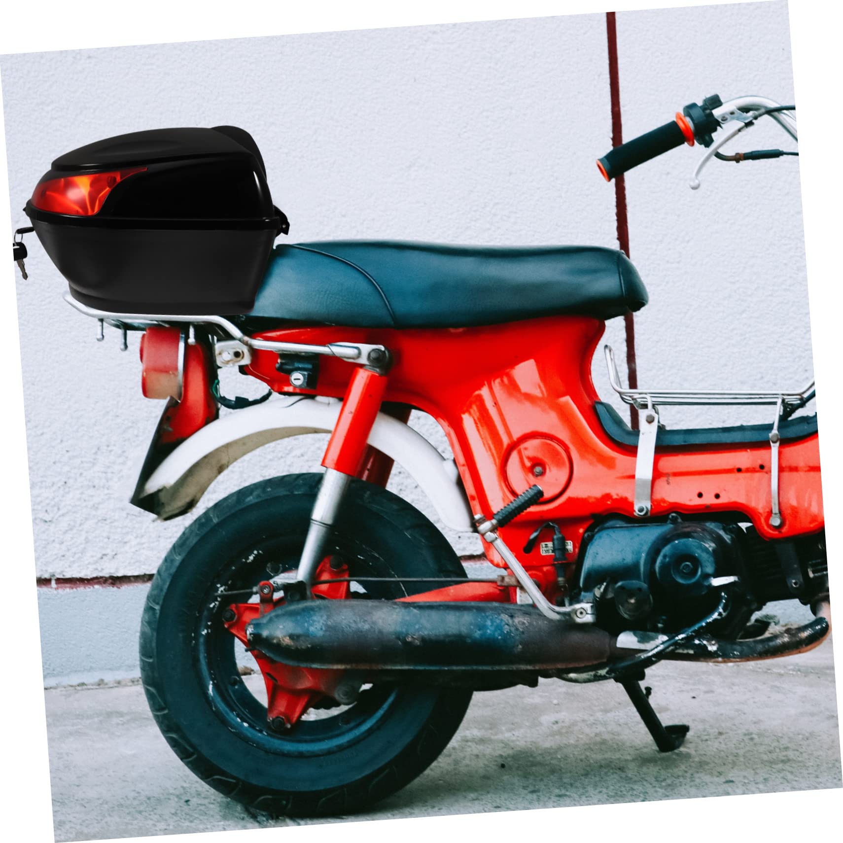 **Waterproof Motorcycle Luggage Trunk - Lockable Scooter Storage Box for Mopeds & Bikes - Durable Travel Carrier Case with Mounting Rack - Perfect for Commuting, Road Trips & Daily Storage**