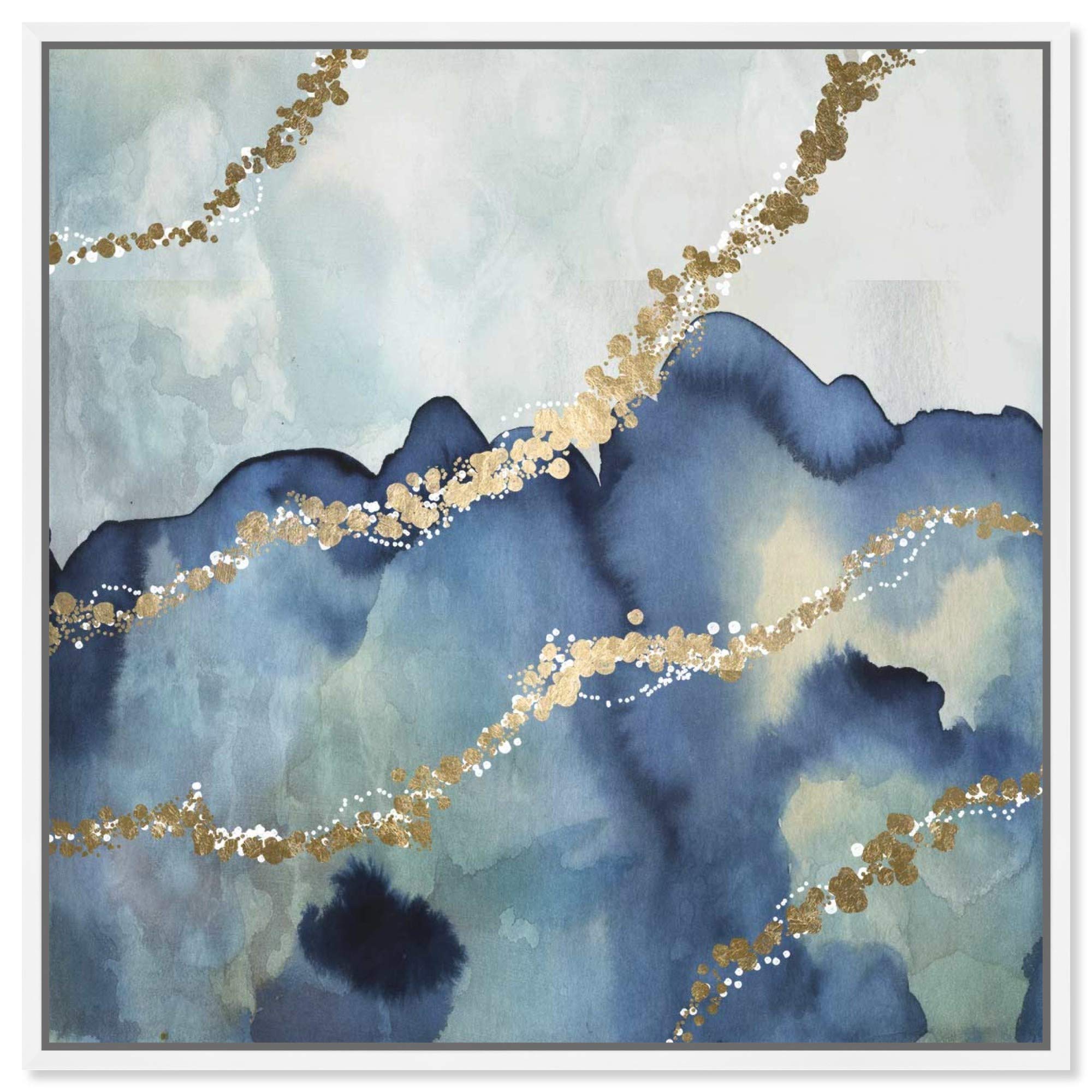 Oliver Gal Artist Co. 'More Than Love' Abstract Framed Wall Art - 16x16 Inch Blue Watercolor Canvas Print for Living Room, Bedroom & Office Décor