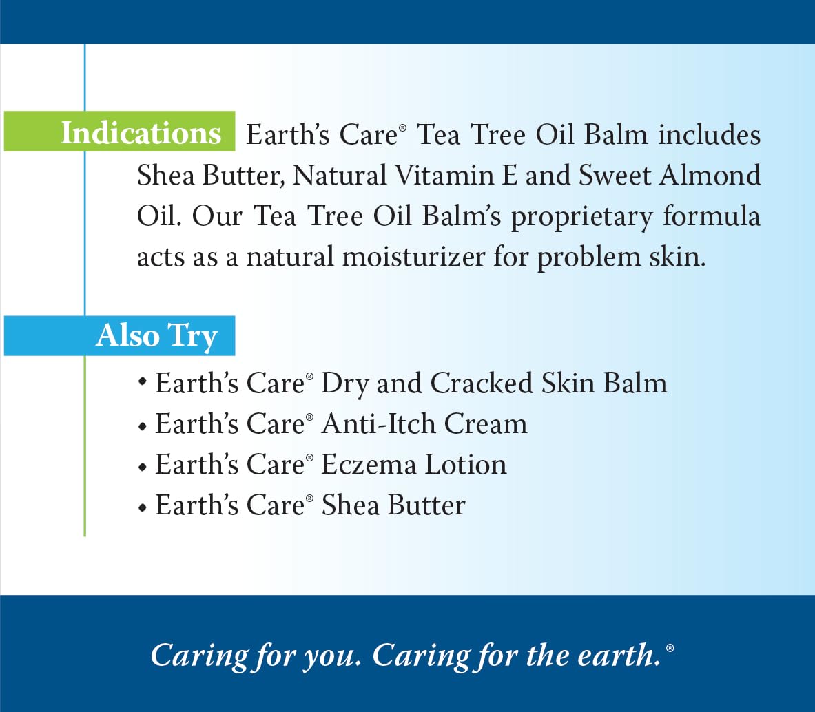 Earth's Care Tea Tree Oil Balm - Natural Moisturizer for Acne & Problem Skin - Repair Cream with Shea Butter & Vitamin E (2.5oz/71g) - Soothes Dryness, Redness & Irritation - Perfect for Face, Body & Post-Shave Care