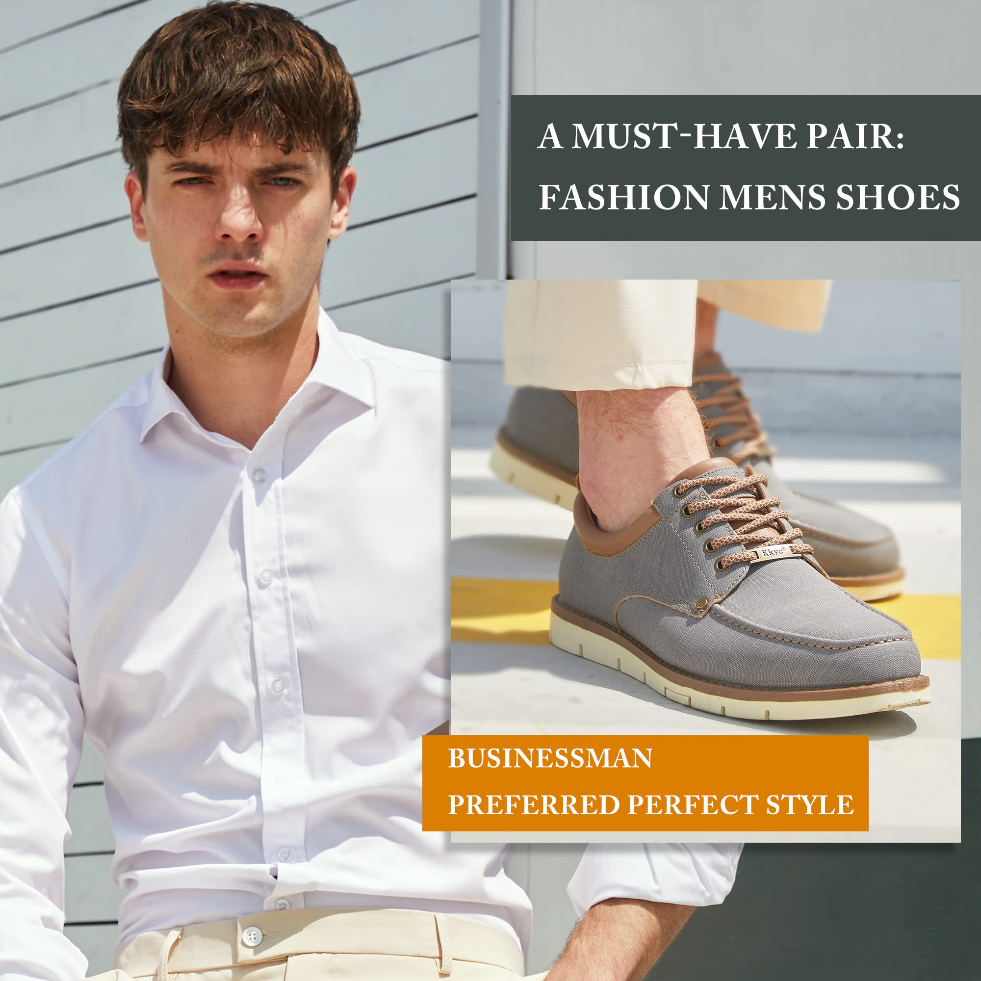 KKYC Men's Comfortable Casual Shoes - Slip On & Lace Up Sneakers for Walking, Work & Everyday Wear