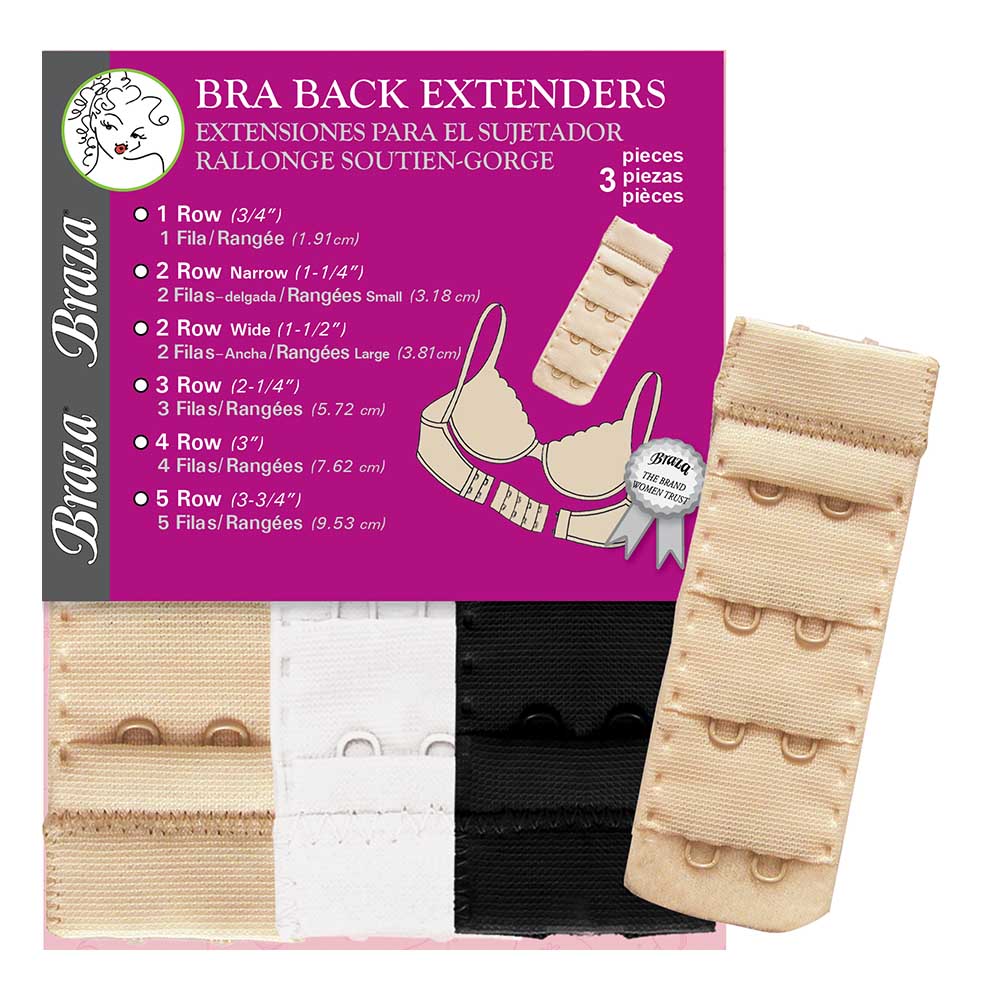 BRAZA Bra Back Extenders - 3 Pack Adjustable Hook Extenders for Bras (Assorted Colors) | Comfortable Bra Extender for Tight Bras, Maternity & Plus Size Women | Perfect for Everyday Wear, Post-Surgery & Weight Fluctuations