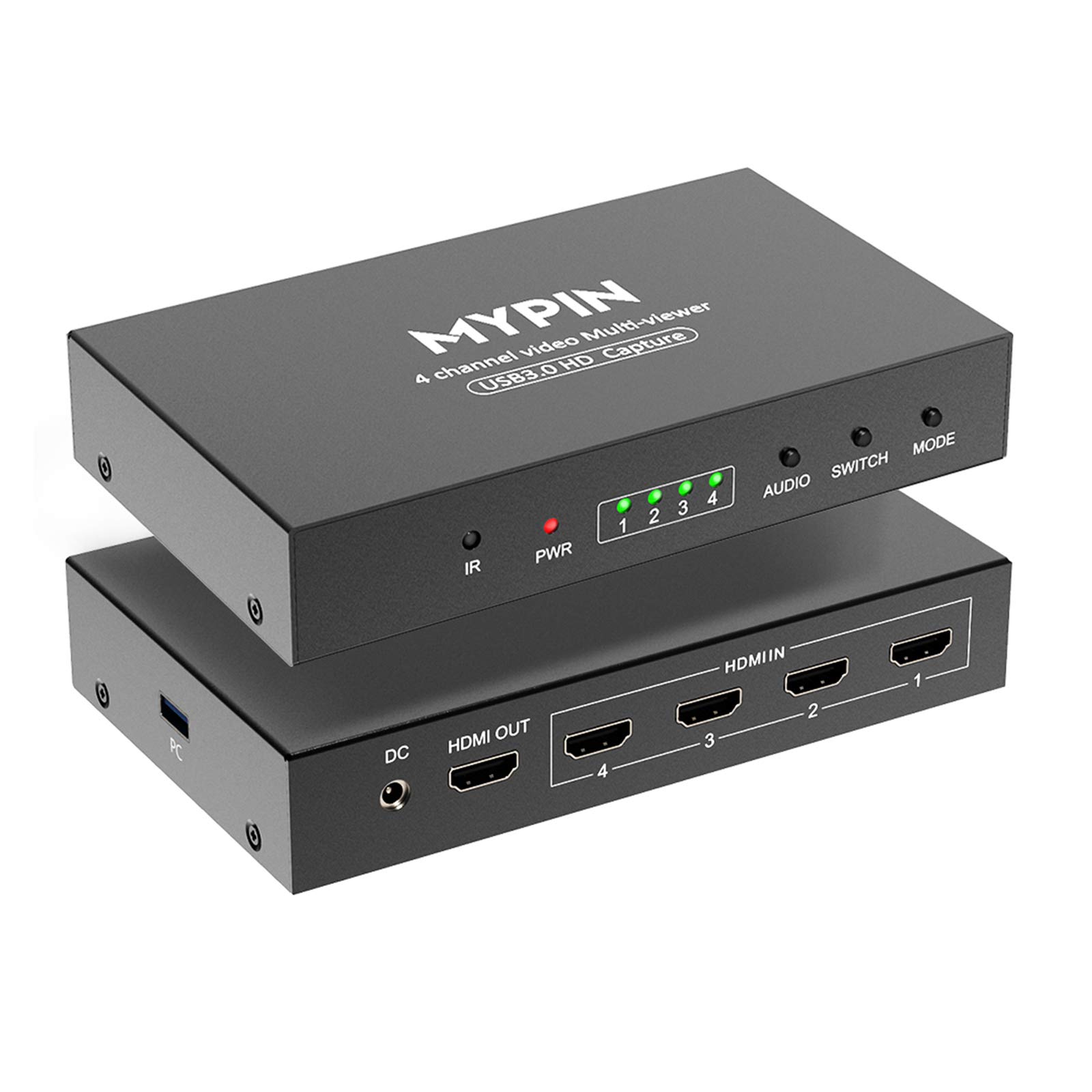 MYPIN USB 3.0 HDMI Video Capture Card - 4K 1080P 60fps Multi-Channel Game Capture Device with Loop Out for Xbox One, PS4, Wii U, Nintendo Switch - Perfect for Live Streaming, Gaming, Video Recording & Content Creation