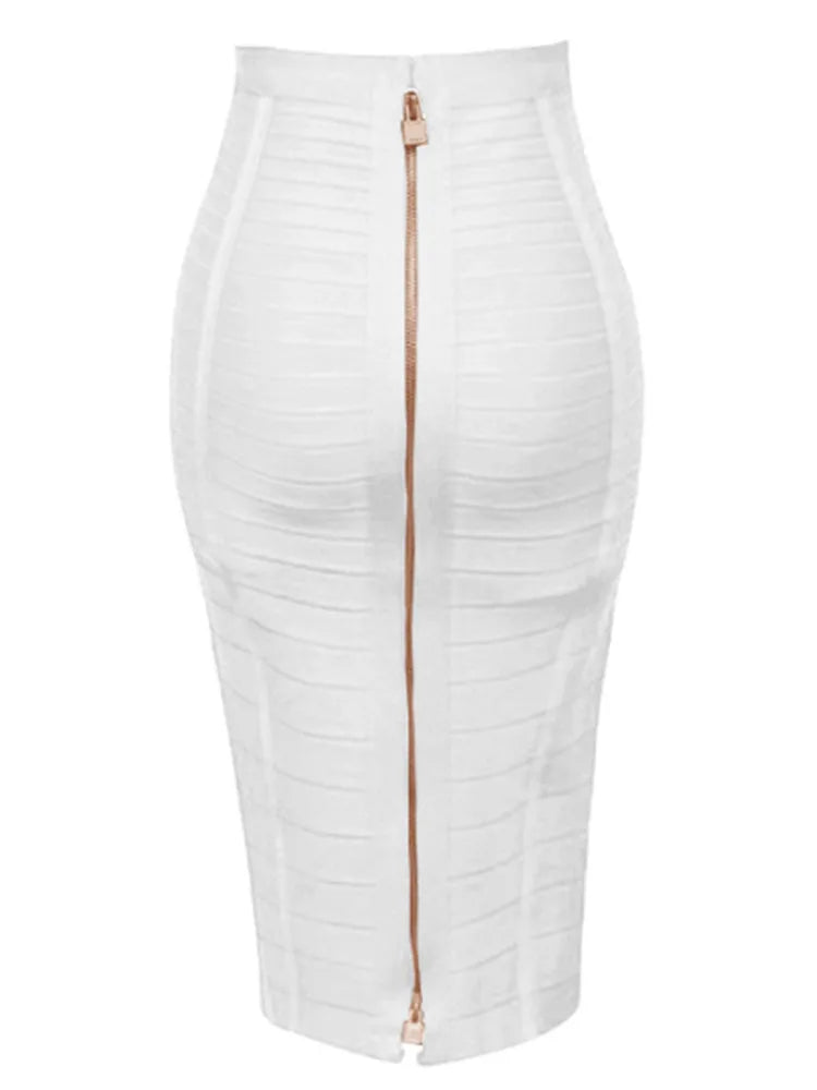 13 Colors Plus Size XL XXL 58cm Women's Sexy Zipper Bandage Skirt - Black Blue Orange Red Rayon A-Line Designer Skirt | Perfect for Clubwear, Night Out, Date Night & Party Outfits