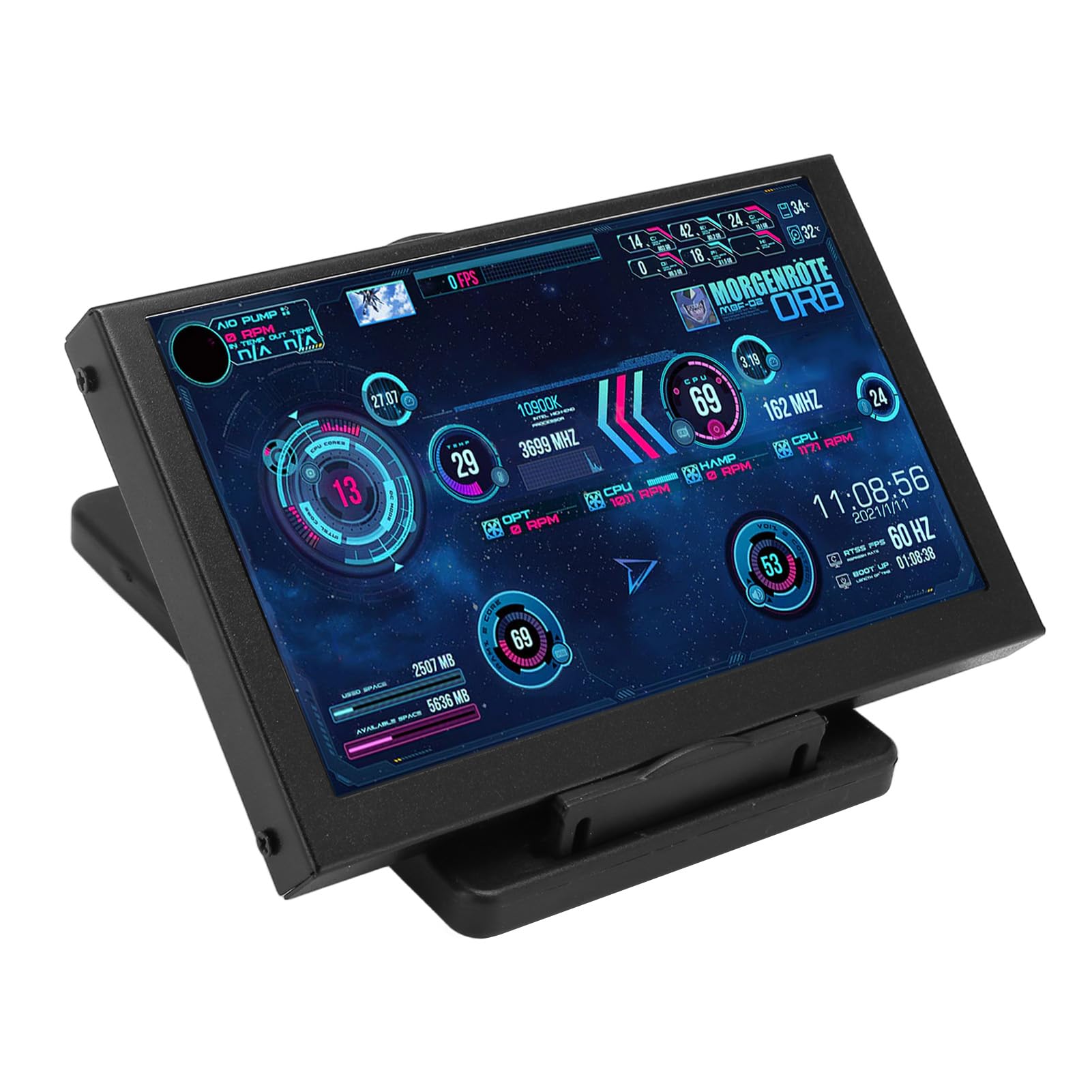Annadue 5 Inch PC Temperature Monitor - Mini Secondary Display for CPU, RAM & HDD Data with Customizable Themes | DIY Computer Case Sensor Panel for Gaming Rigs & Workstations | Perfect for PC Builds, Overclocking & System Monitoring