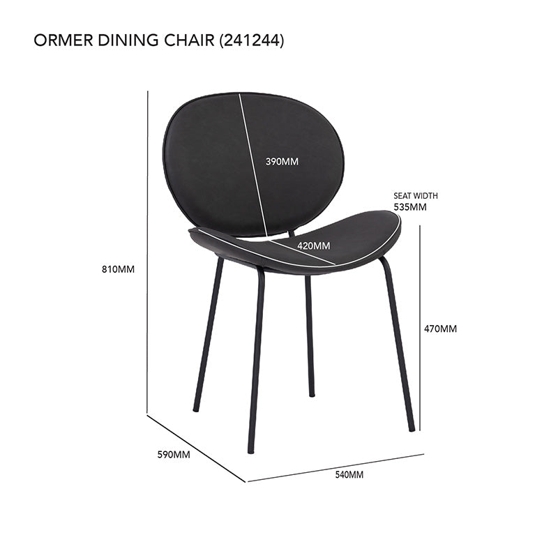 ORMER Modern Dining Chair - Titanium Finish | Comfortable & Stylish for Kitchen, Dining Room, or Home Office | Durable & Elegant Seating Solution