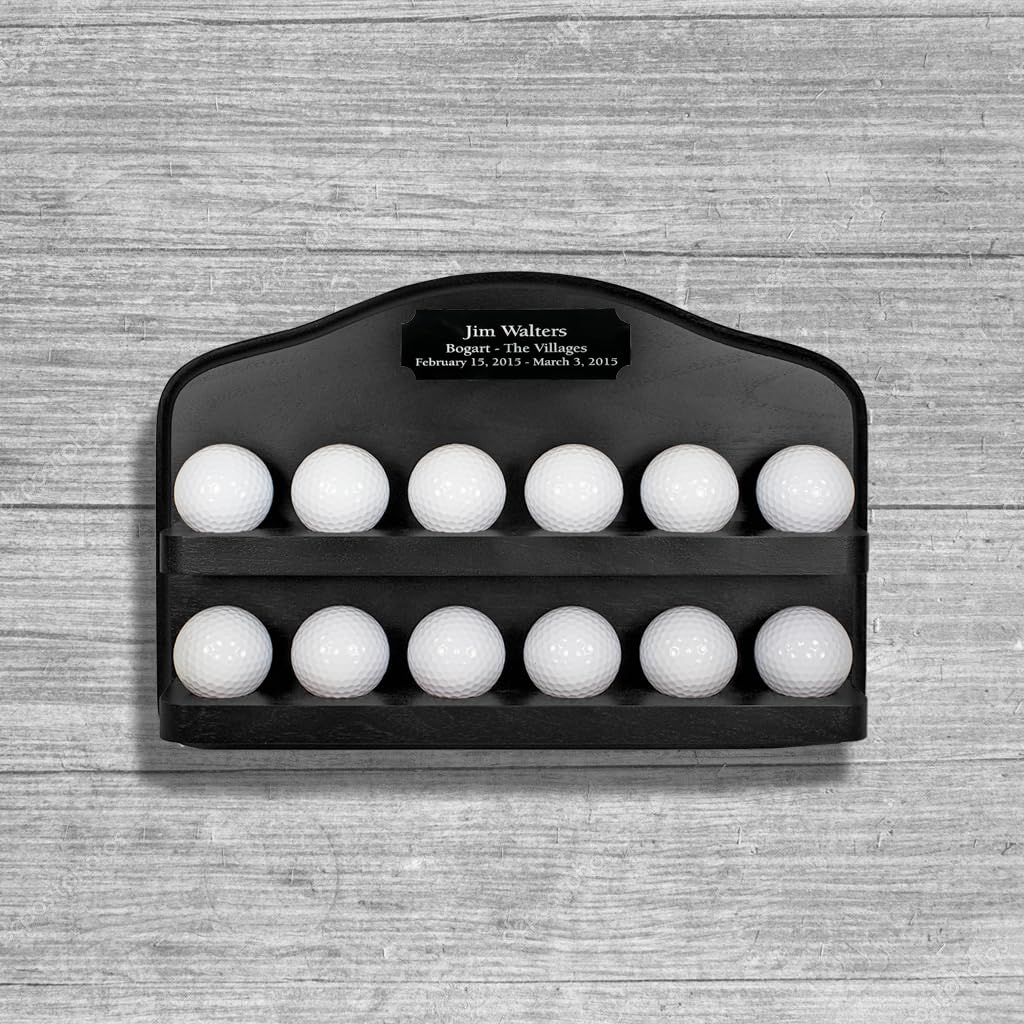 Premium 12 Golf Ball Display Case with Engraved Plate - Solid Wood Handcrafted in USA - Choose from 3 Elegant Finishes - Perfect for Golf Clubhouses, Pro Shops & Home Trophy Displays