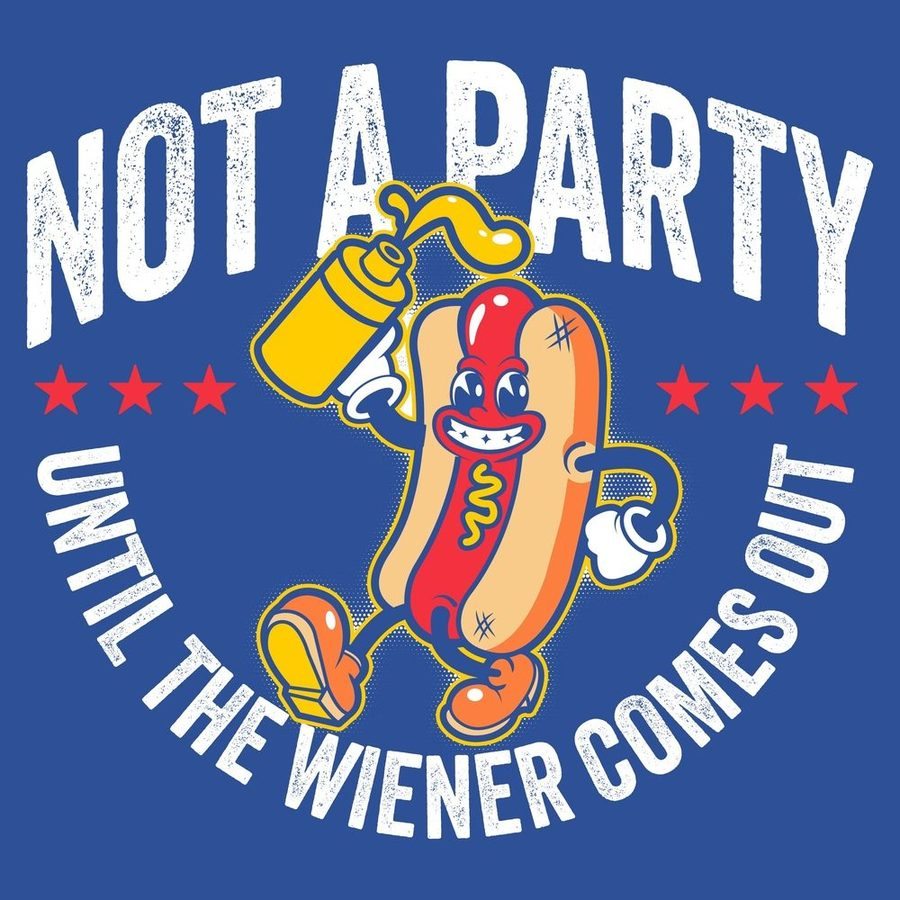Funny Wiener Party T-Shirt for Men & Women - Royal Blue - Perfect for Costume Parties, Halloween & Funny Gifts