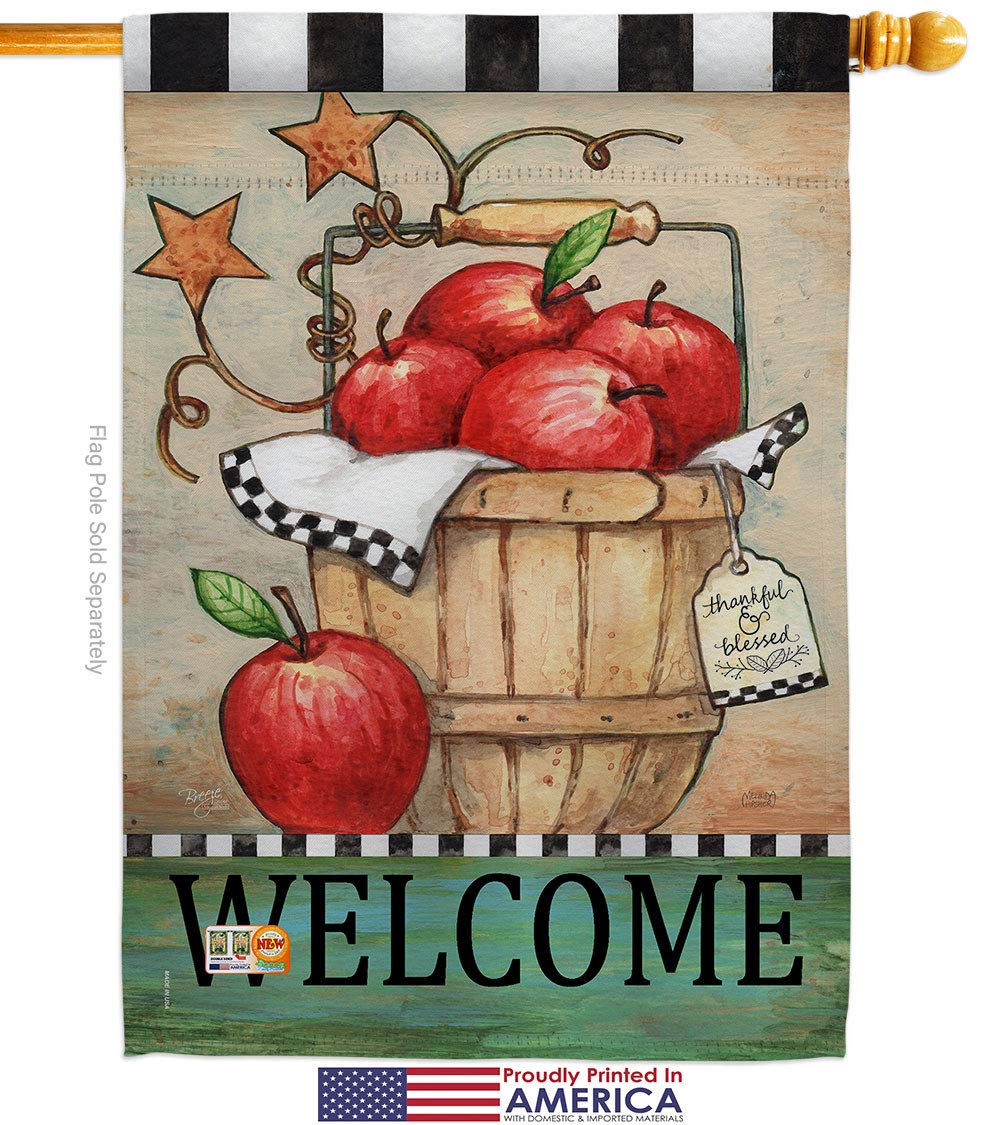 Vibrant Tropical Fruit House Flag Set - Apple, Pineapple, Strawberry & Watermelon Design - 28x40 Inch Aloha Summer Yard Banner - Made in USA - Perfect for Patio, Garden & Outdoor Decor