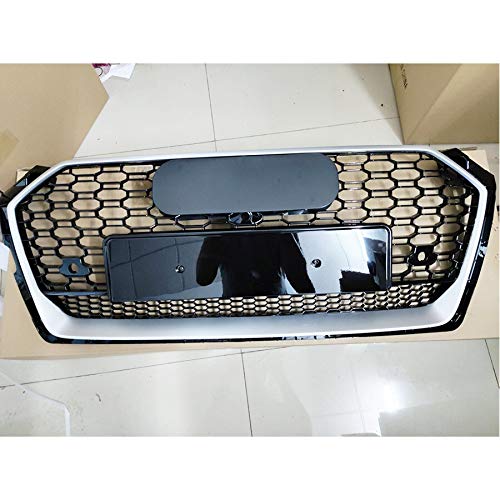 Audi A5/S5 B9 2017-2019 RS5 Style Front Sport Hex Mesh Honeycomb Hood Grill - Black with Chrome Emblem | Car Accessories for Enhanced Style & Performance | Perfect for Car Enthusiasts & Auto Shows