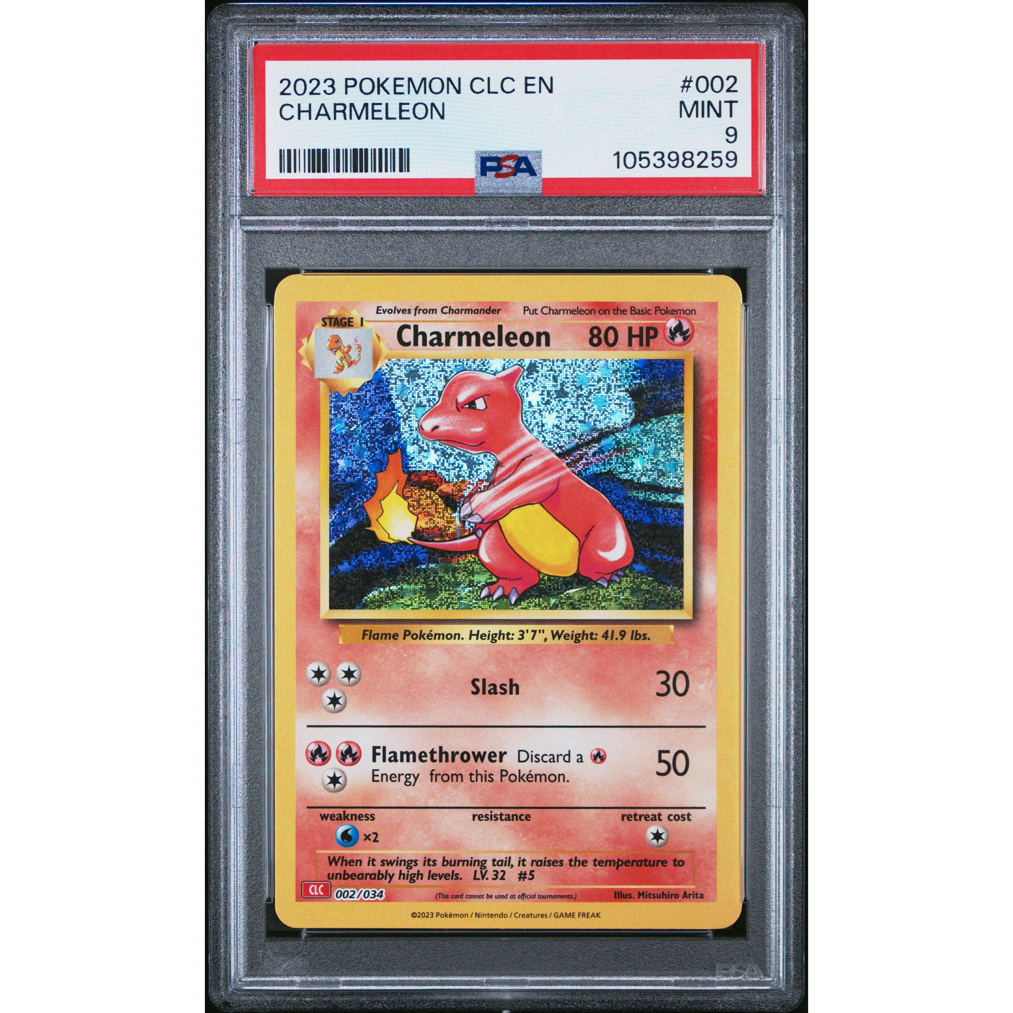 2023 Pokemon Classic Collection Charmeleon 002/034 PSA 9 Graded Card - Perfect for Collectors, Gaming Enthusiasts & Investment