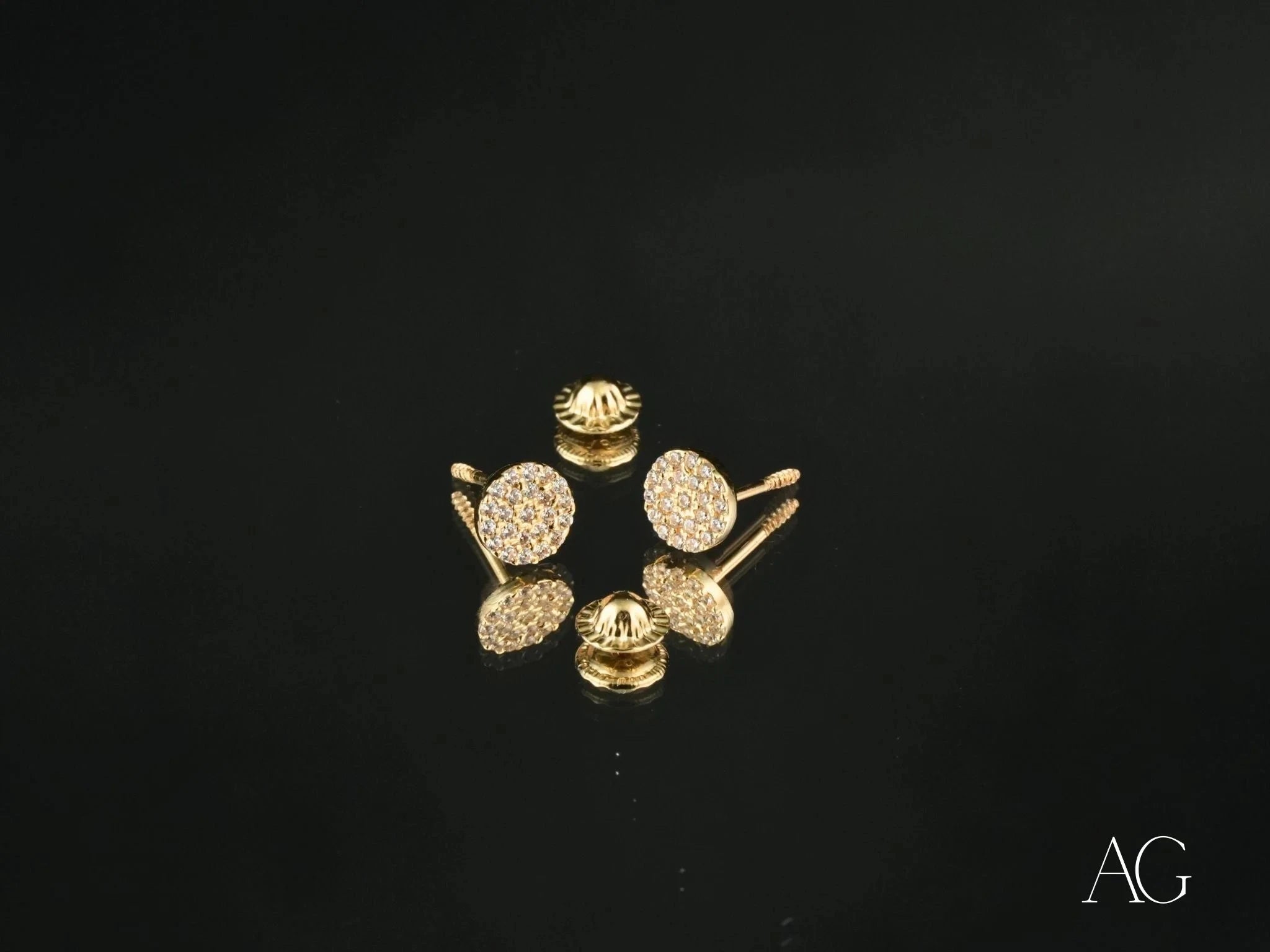 Gold CZ Earrings with Secure Screw Back – Elegant Cubic Zirconia Stud Earrings for Women | Perfect for Weddings, Parties & Everyday Wear