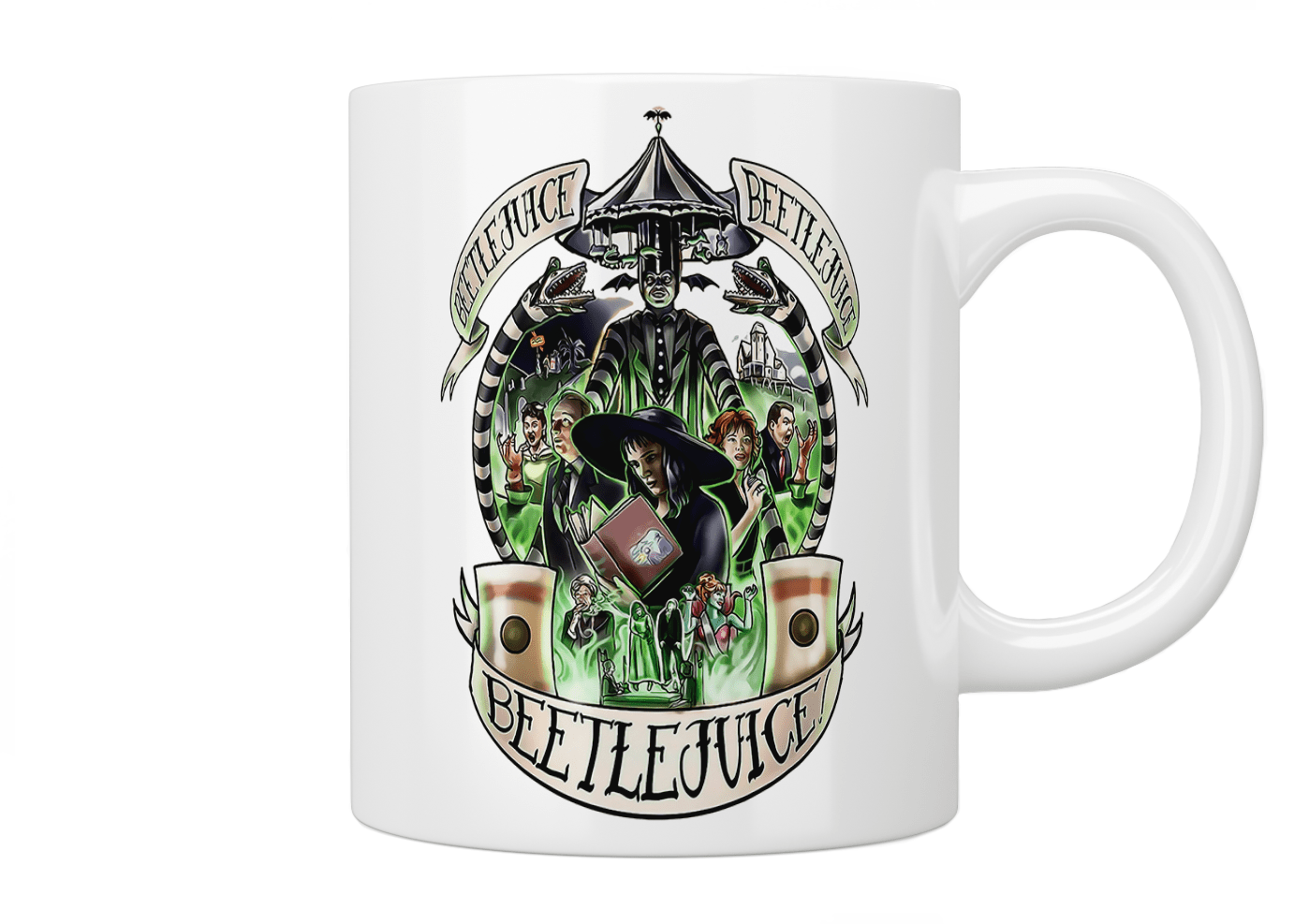 Beetlejuice Coffee Mug - Fun Movie-Themed Ceramic Cup for Hot & Cold Drinks - Perfect for Halloween, Movie Nights & Gifts