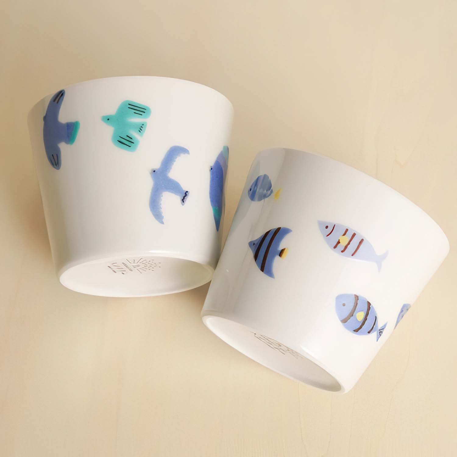 Harekutani Porcelain Blue Fish Cup - Handmade Japanese Tea Cup, Ceramic Coffee Mug - Perfect for Tea Ceremony, Home Decor, Gift Idea