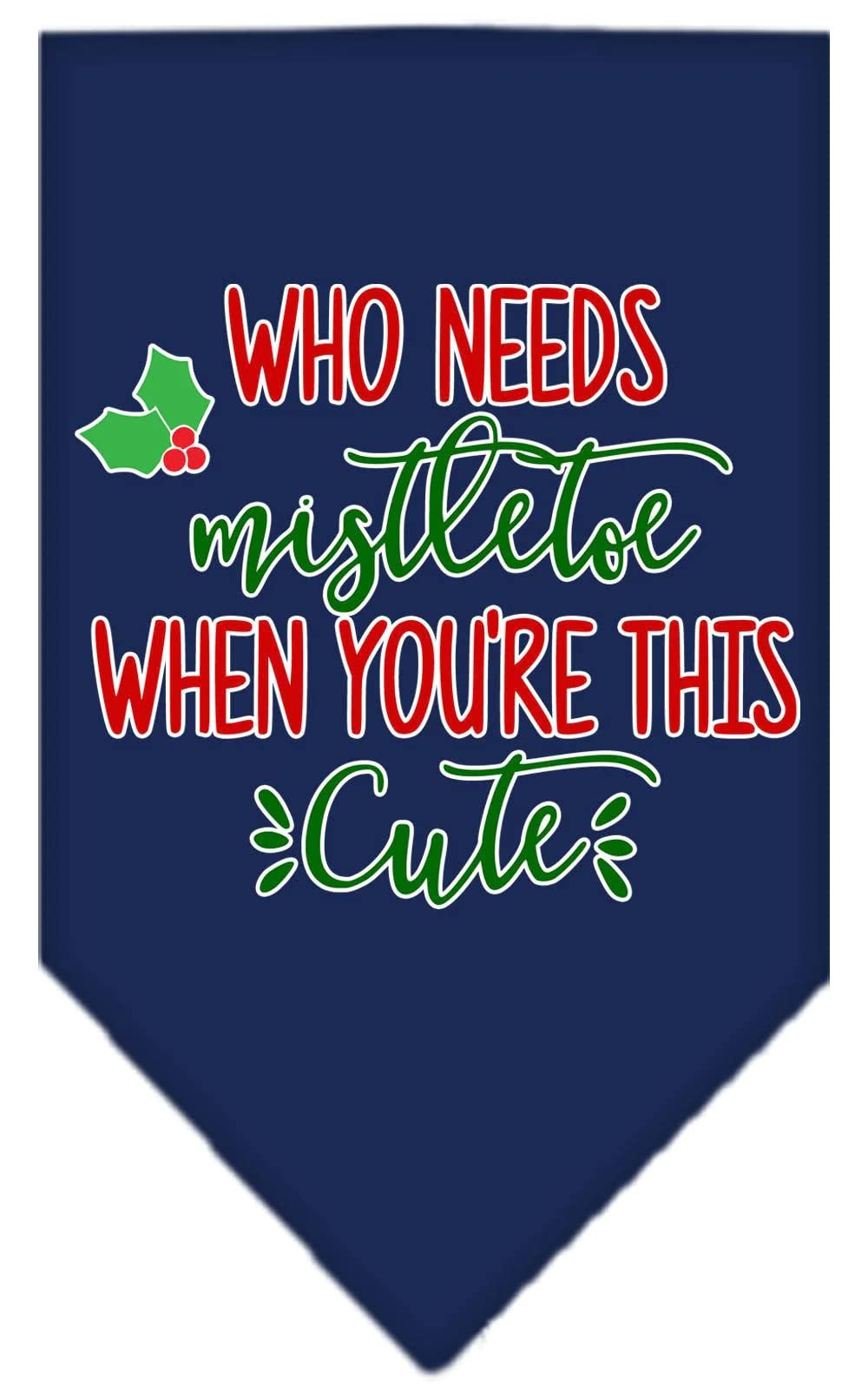 Christmas Pet Bandana for Dogs - 'Who Needs Mistletoe' Screen Printed Purple Small Holiday Accessory | Perfect for Holiday Photos & Festive Gatherings