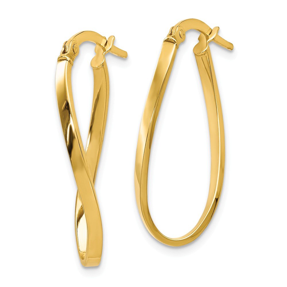 14K Yellow Gold Oval Tube Hoop Earrings - 26mm x 12mm Dainty Minimalist Jewelry for Women, Perfect for Everyday Wear & Special Occasions