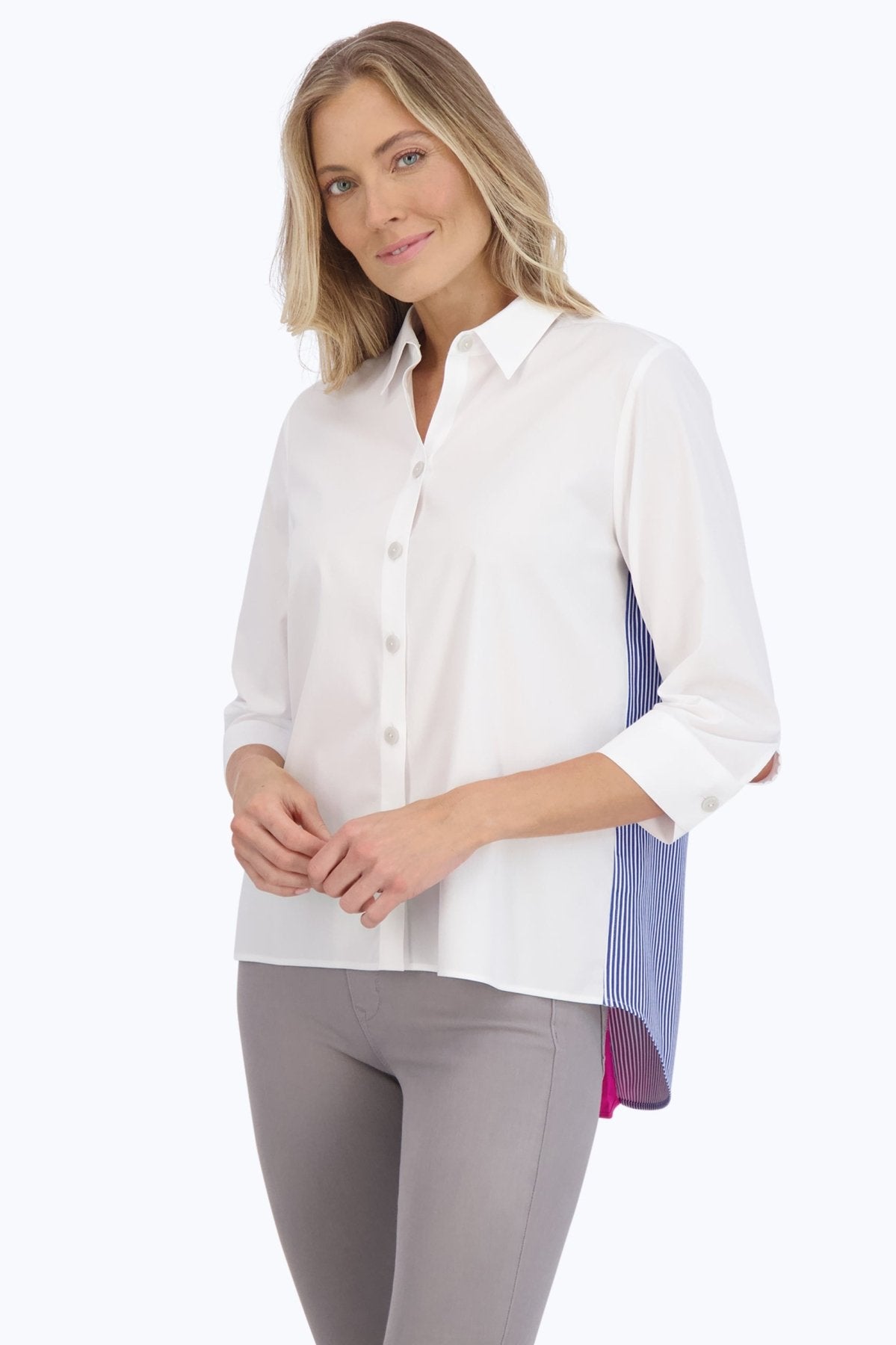 Kelly No Iron Stretch 3/4 Sleeve Wrinkle-Free Blouse for Women - Perfect for Office, Business Casual & Travel Outfits
