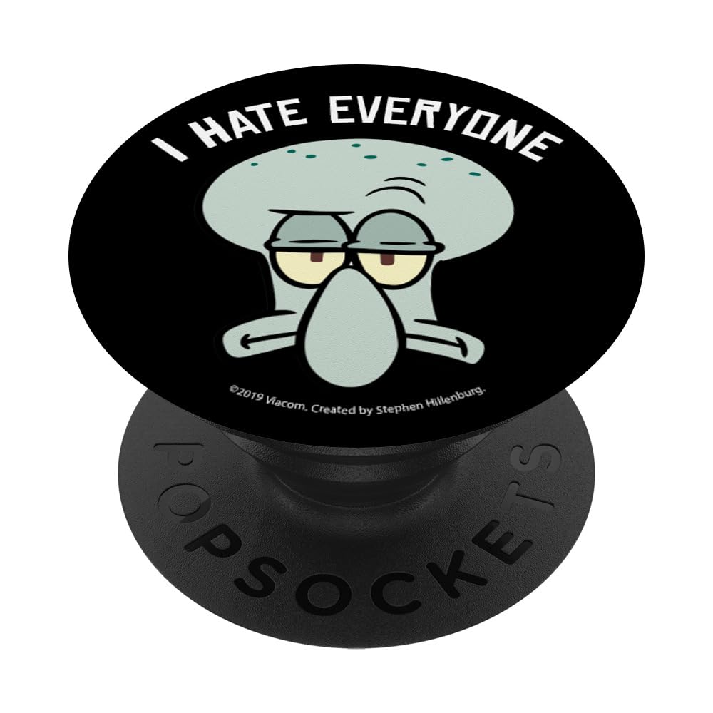 SpongeBob SquarePants Squidward 'I Hate Everyone' PopGrip - Expandable Phone Grip & Stand for iPhone, Samsung, Smartphones - Perfect for Fans, Office, School, Travel Accessories