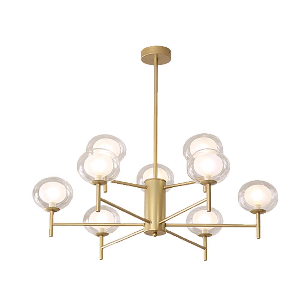 Modern Sputnik Chandelier - 9-Light Mid Century Pendant Lighting Fixture with Adjustable Arms, Golden Finish - Perfect for Dining Room, Living Room, Entryway & Bedroom Lighting