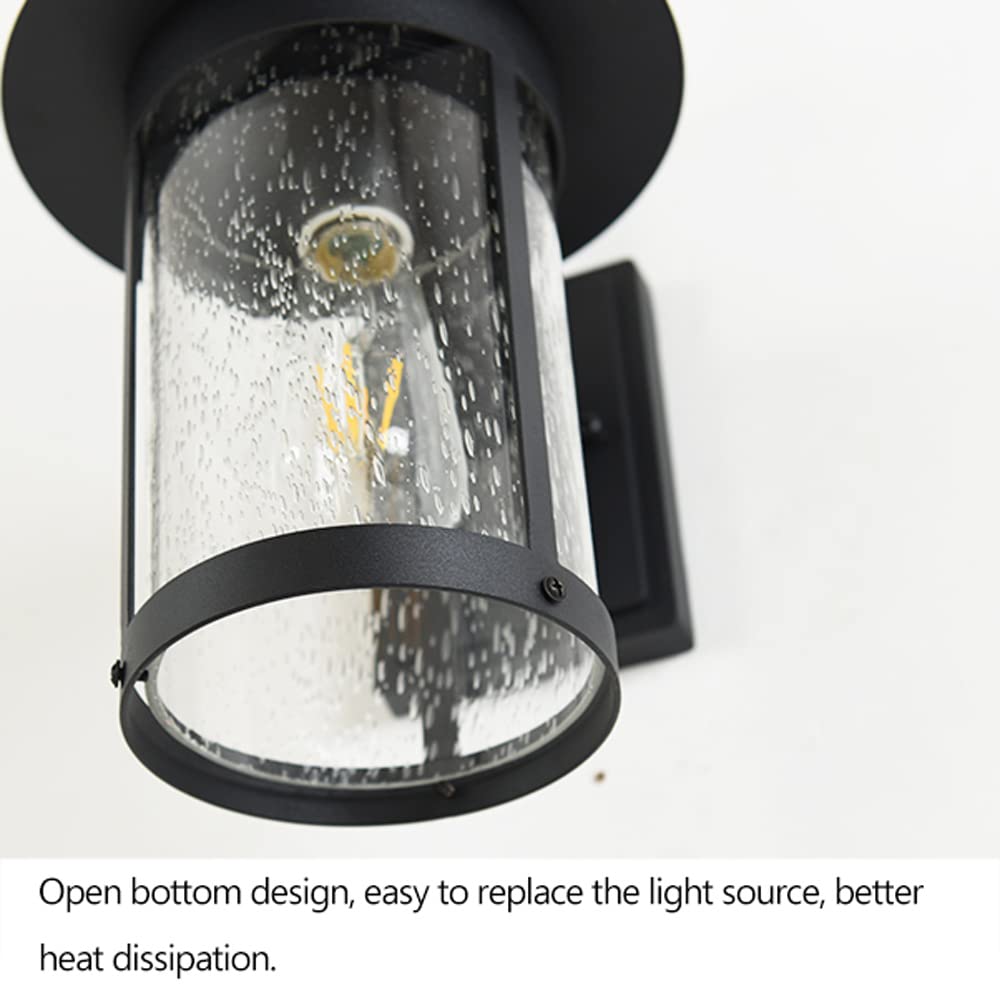 13.3 Inch Industrial Outdoor Wall Lights - Black/Bronze Finish Wall Sconce with Raindrop Glass Shade | Waterproof Exterior Lighting for House, Garage, Porch, Patio & Garden | Durable Weatherproof Wall Lantern for Outdoor Spaces