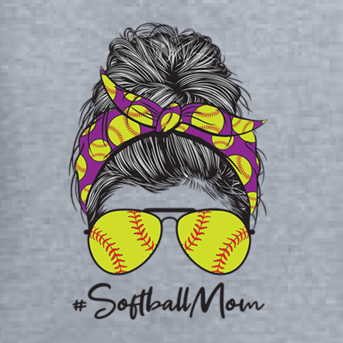 Messy Bun Softball Mom T-Shirt | Women's Slim Fit Junior Tee for Game Day, Sports Lovers & Mother's Day Gifts - Perfect for Baseball Games, Team Events & Casual Wear