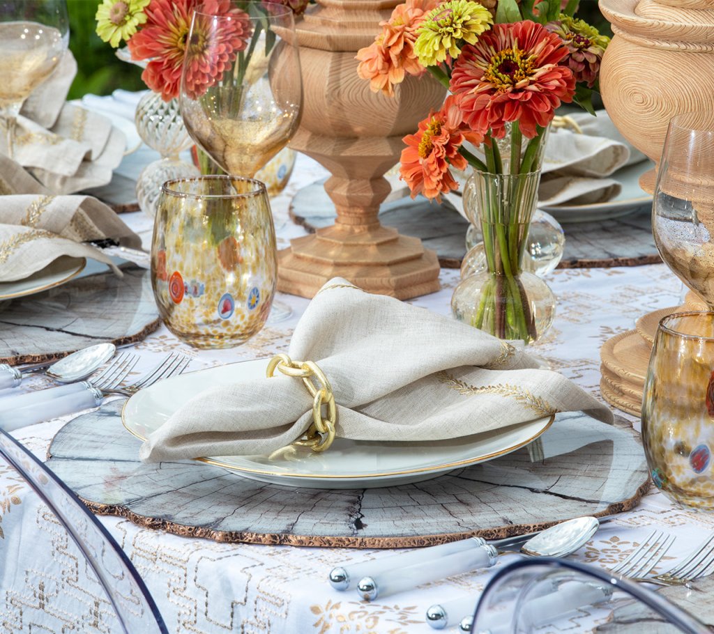Birch Wood Placemats Set of 4 - Ivory & Natural Color Round Table Mats for Dining, Kitchen, Party Decor - Eco-Friendly Home Tableware for Everyday Use & Special Occasions