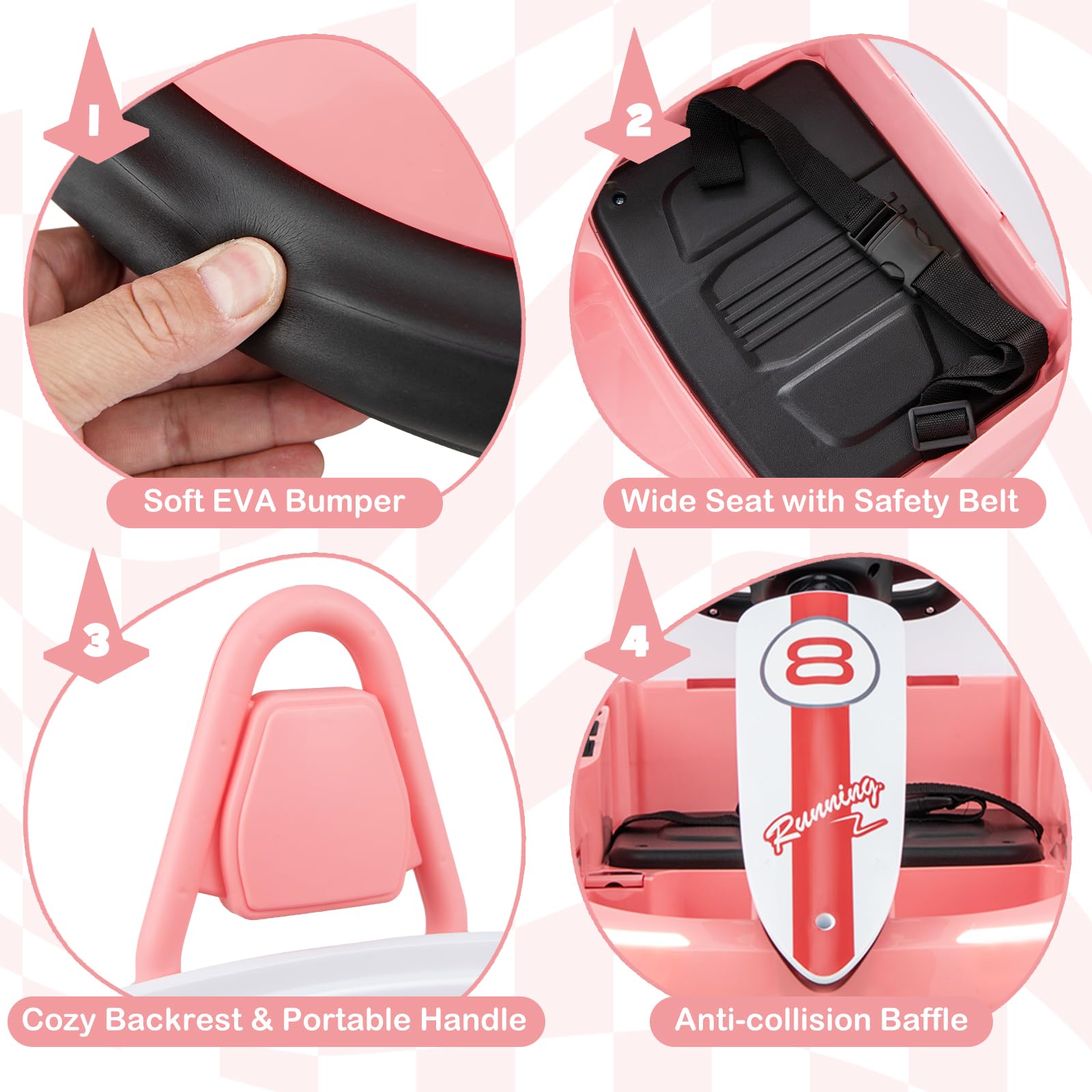 HONEY JOY 6V Battery Powered Toddler Bumper Car with Steering Wheel, Lights & Horn - 360 Degree Spin Electric Ride-On Toy with Music for Boys & Girls (Pink) | Perfect for Indoor Playrooms, Birthday Gifts & Outdoor Backyard Fun