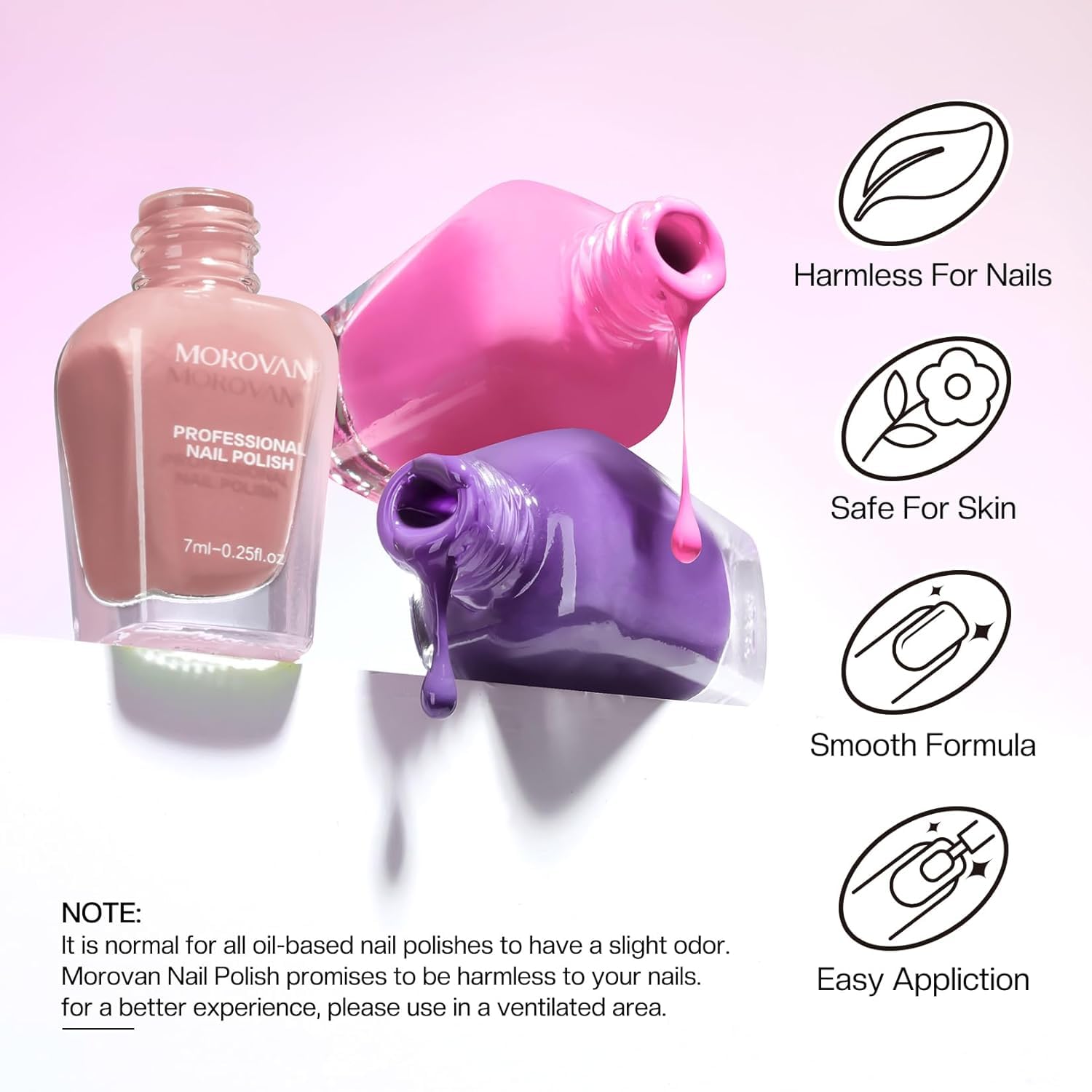 Morovan Nail Polish Set: 0.25oz Pink Glitter Fast-Drying Nail Polish Kit, Bulk Glossy Nail Polish Gift for Women - Perfect for Manicures, Pedicures, Nail Art & Home Salon Use