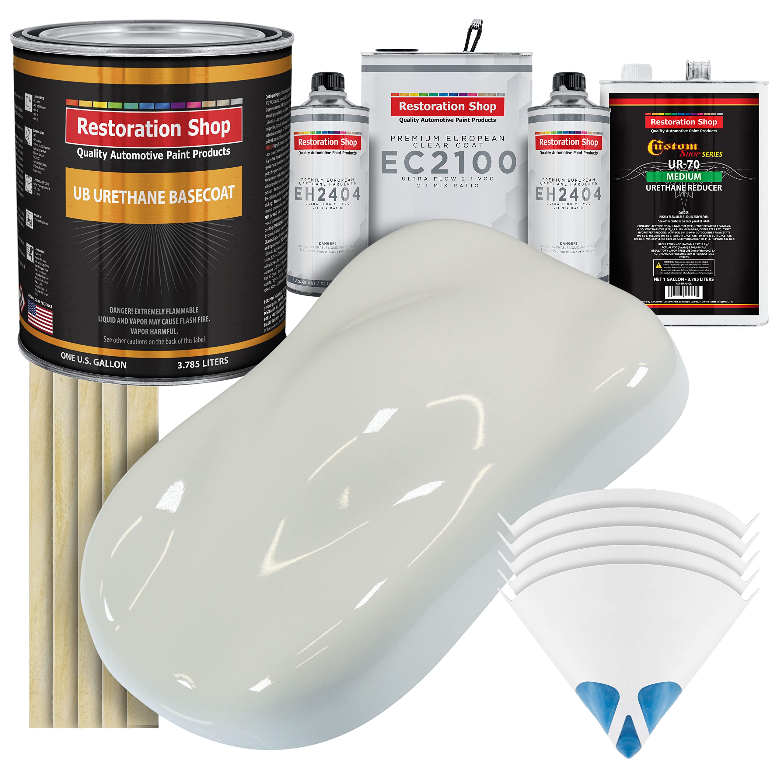 Restoration Shop - Linen White Urethane Basecoat with European Clearcoat Auto Paint Kit (1 Gallon) - Premium Automotive Refinish Coating for Cars, Trucks & Motorcycles - Perfect for Professional Body Shops & DIY Car Restoration Projects