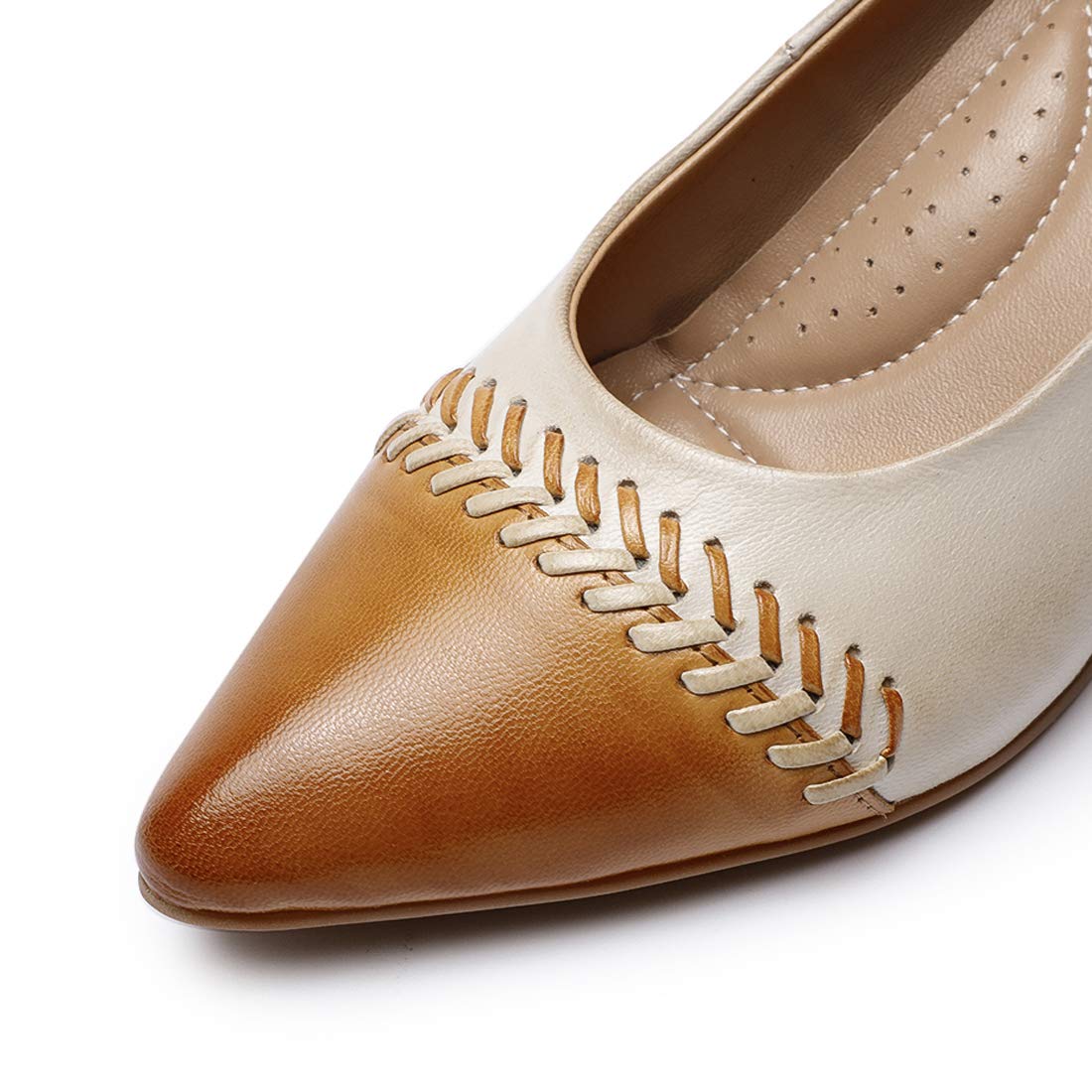 Mona Flying Women's Leather Pump Shoes - Medium Heel Pointed Toe Professional Dress Shoes for Women | Perfect for Office, Business Meetings & Formal Occasions