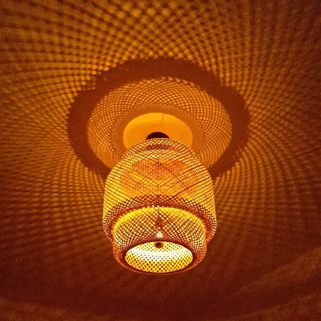 Handmade Bamboo Pendant Light Fixture - Natural Eco-Friendly Hanging Lamp for Kitchen Island, Dining Room & Bedroom Decor