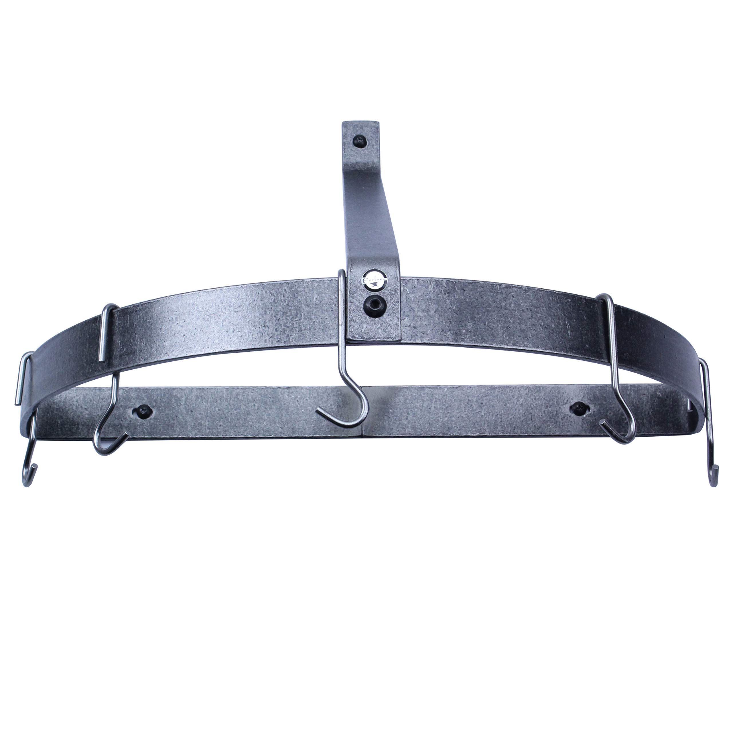 Enclume Handcrafted Half Circle Wall Rack with 6 Hooks - Hammered Steel Wall Mounted Organizer for Kitchen, Bathroom, or Entryway Storage