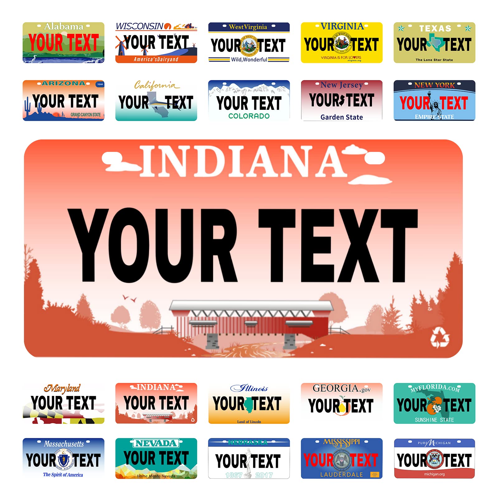 Custom Indiana Mini License Plate 6x3 Inch - Personalized Kids Toy Car, Bicycle, Scooter, Golf Cart, Motorcycle & ATV Decorative Plate - Perfect for Gifts, Room Decor & Vehicle Customization