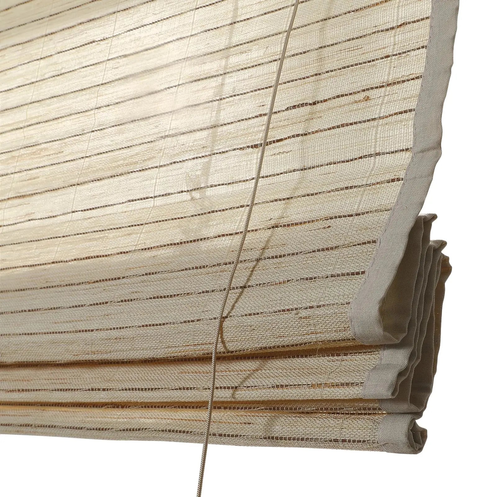 Natural Ramie Bamboo Woven Window Shade - Sand Beige Color | Eco-Friendly Room Darkening Blind for Living Room & Bedroom