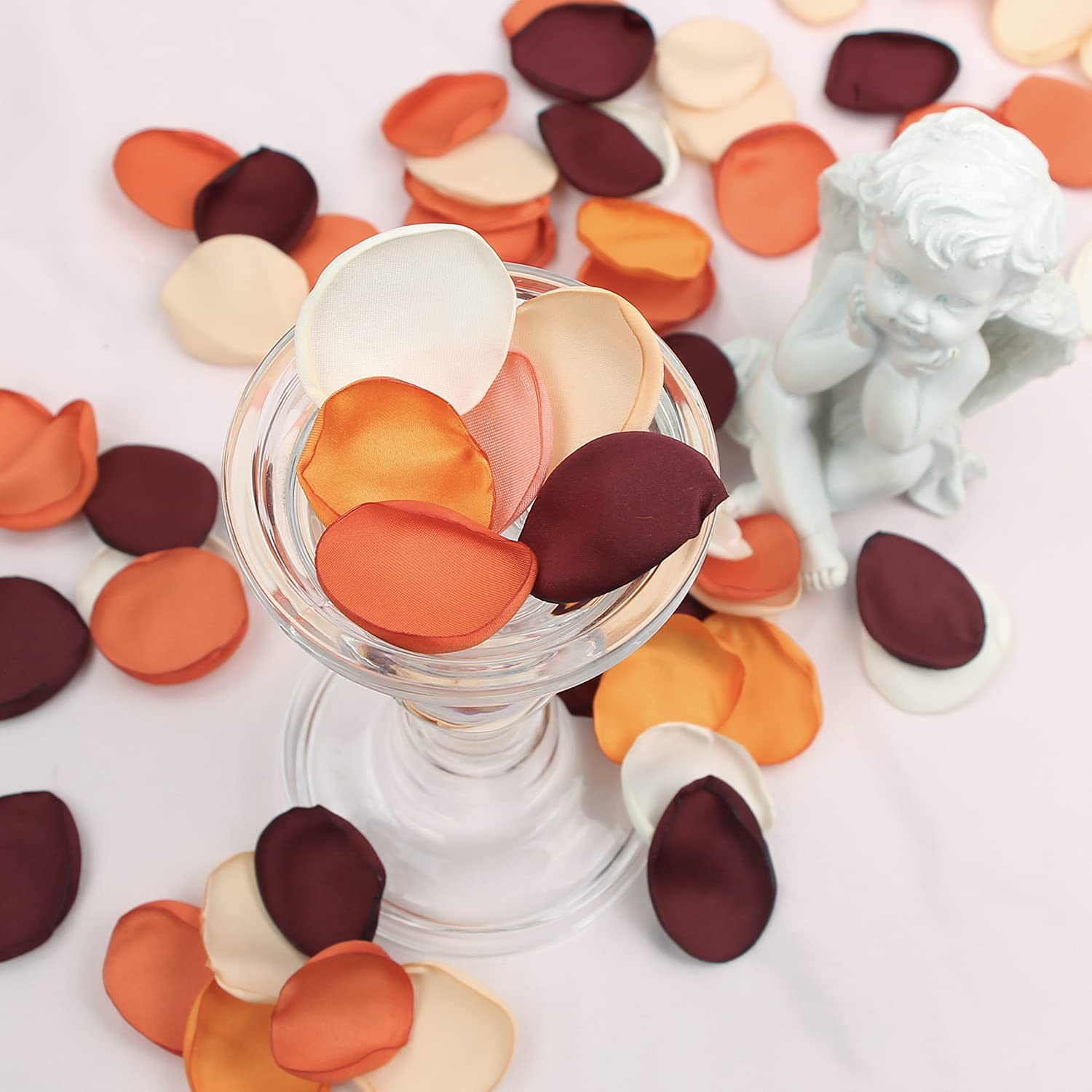 400pcs Burnt Orange Silk Rose Petals - Fall Wedding Decor, Artificial Flower Petals for Wedding Aisle, Flower Girl, Cake Decoration & Autumn Party Scatter