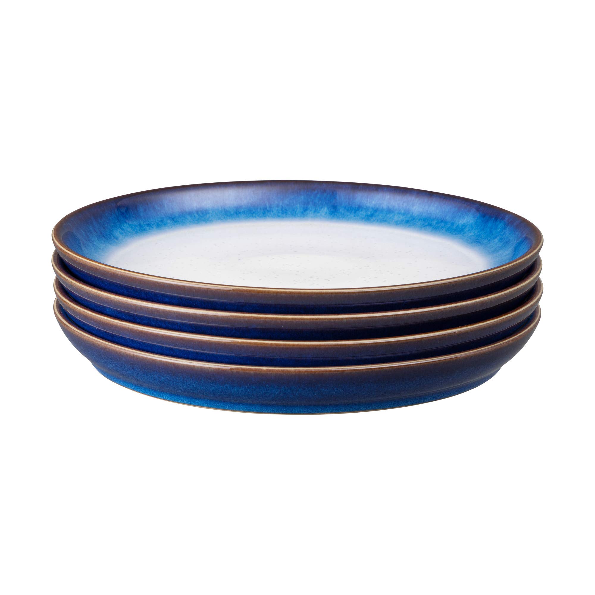 Denby Blue Haze Coupe Dinner Plates Set of 4 - Microwave & Dishwasher Safe Ceramic Stoneware Plates - Elegant Tableware for Everyday Dining & Dinner Parties